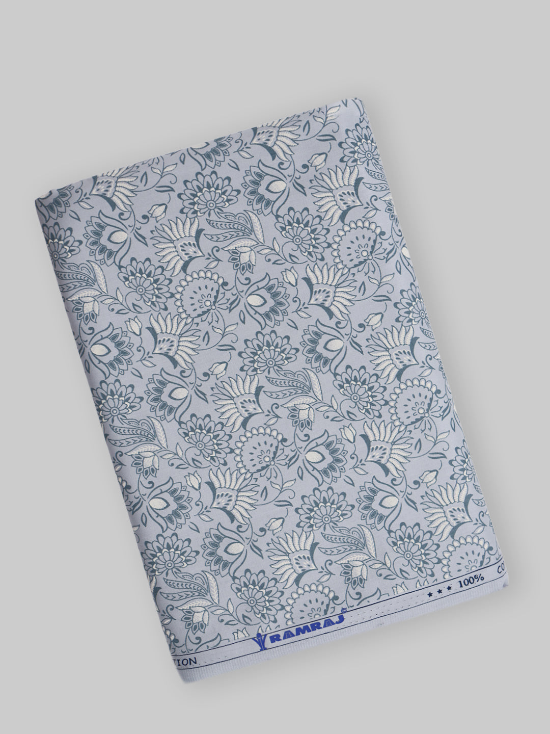 Men 100% Cotton Greyish blue Printed Shirt Fabric Oslo