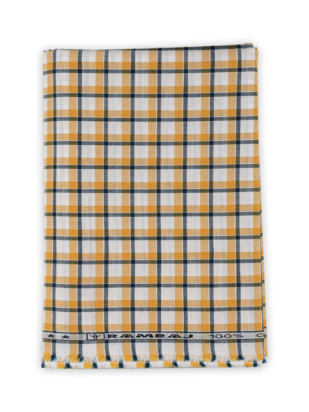 Men 100%Cotton Yellow with White Checked Shirt Fabric Liberty Cotton