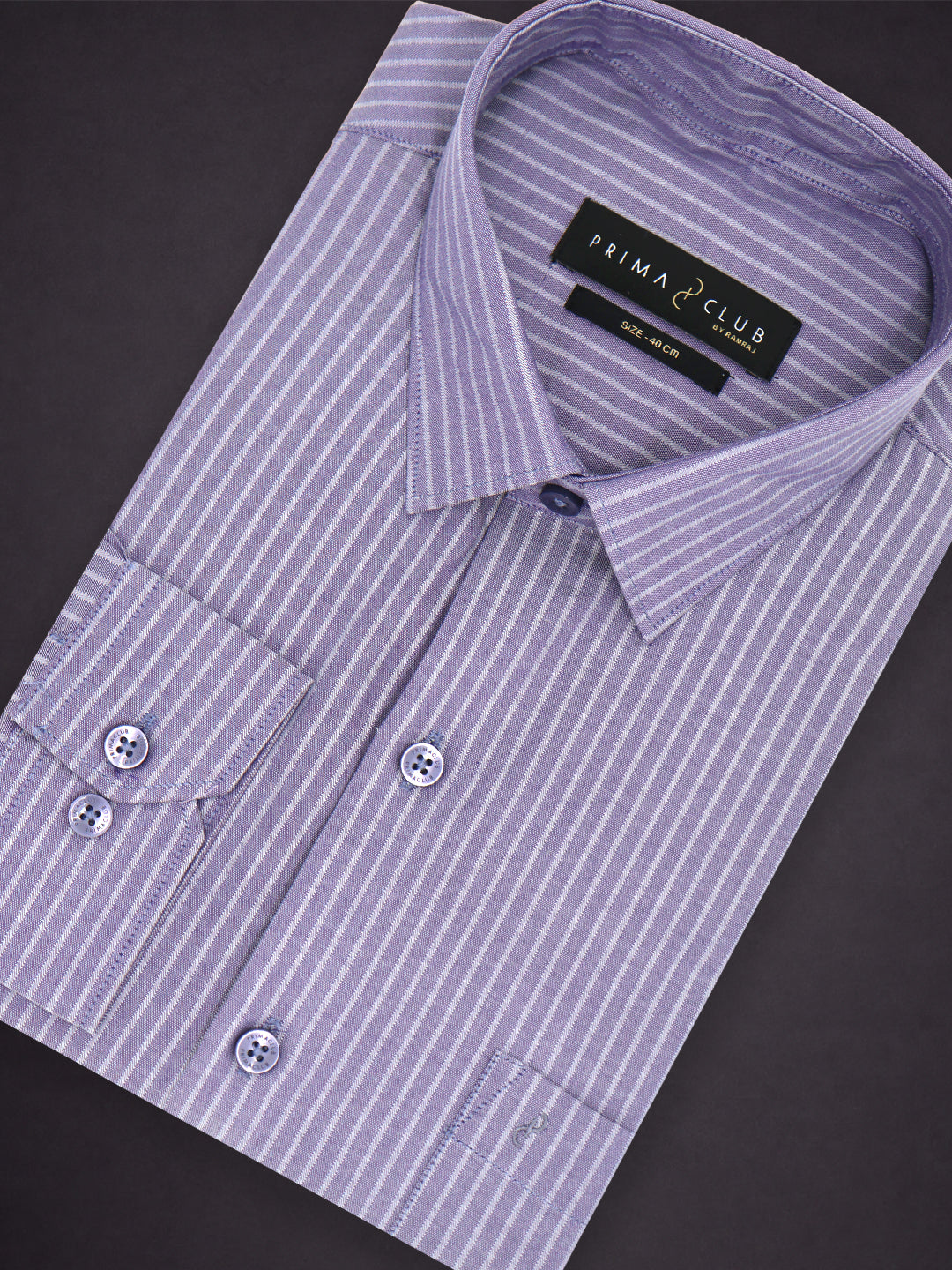 Prima Club Premium Cotton Dobby Purple Stripes Regular Fit Shirt SRAR7