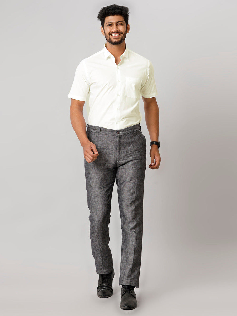 Mens Formal Cotton Spandex 2 Way Stretch Cream Half Sleeves Shirt-Full view