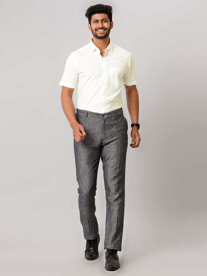Mens Formal Cotton Spandex 2 Way Stretch Cream Half Sleeves Shirt