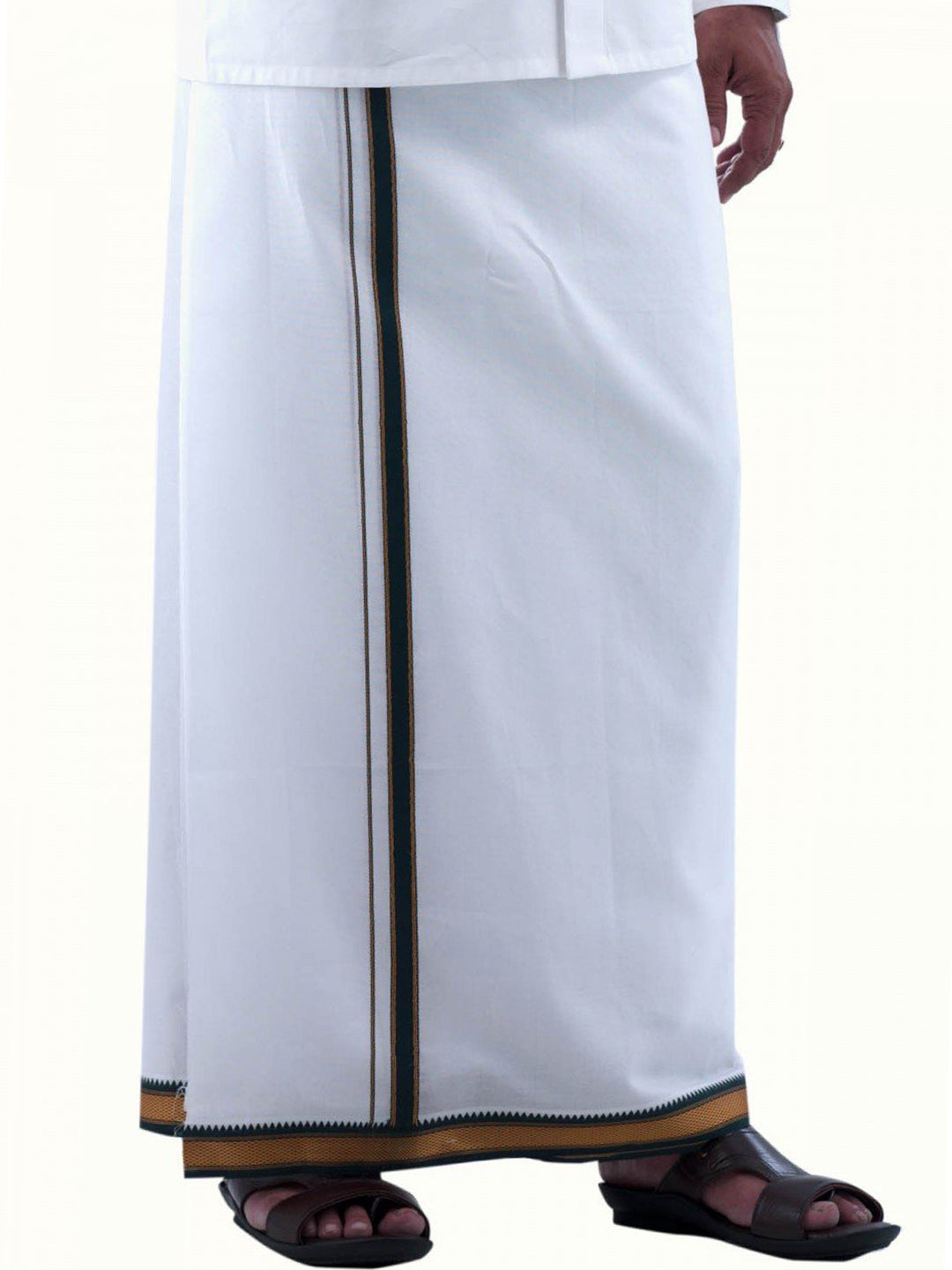 Men Single Dhoti White Brindhavan