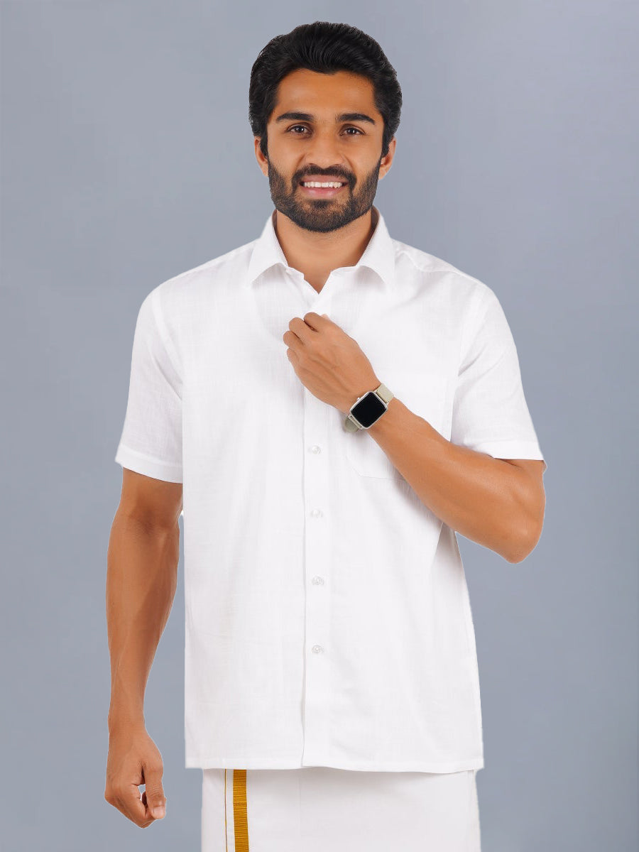 Mens Cotton Full & Half Sleeves White Shirt - Winner