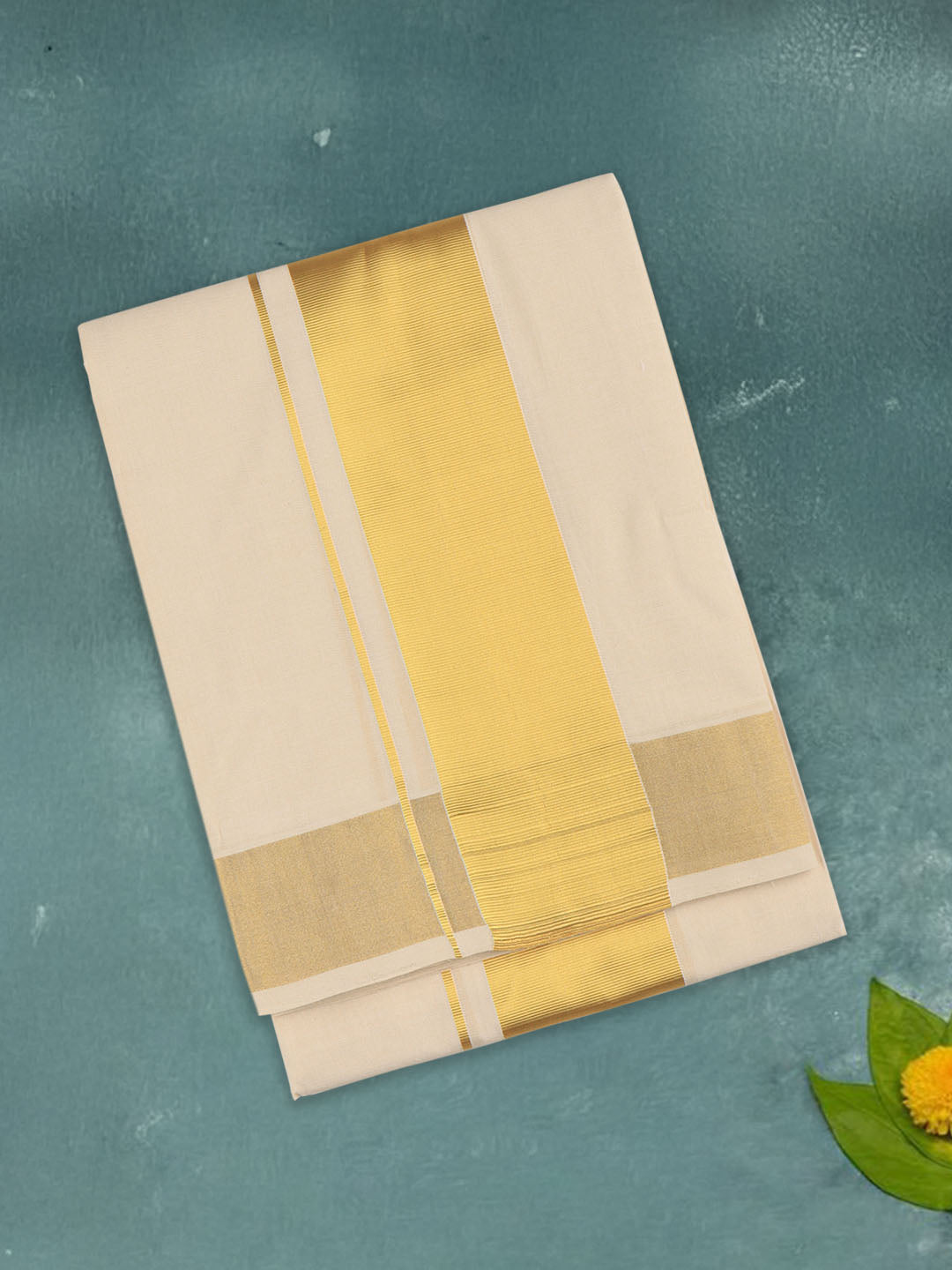 Men Premium Handloom Dhoti with Gold Jari Border HLM35