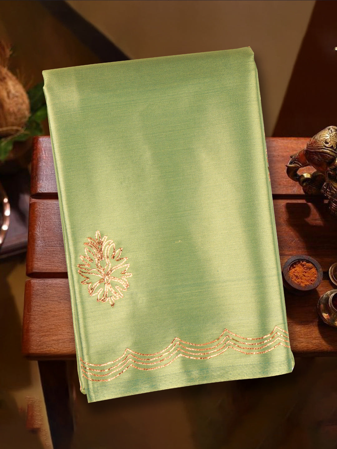 Women Green Semi Silk Saree SS328