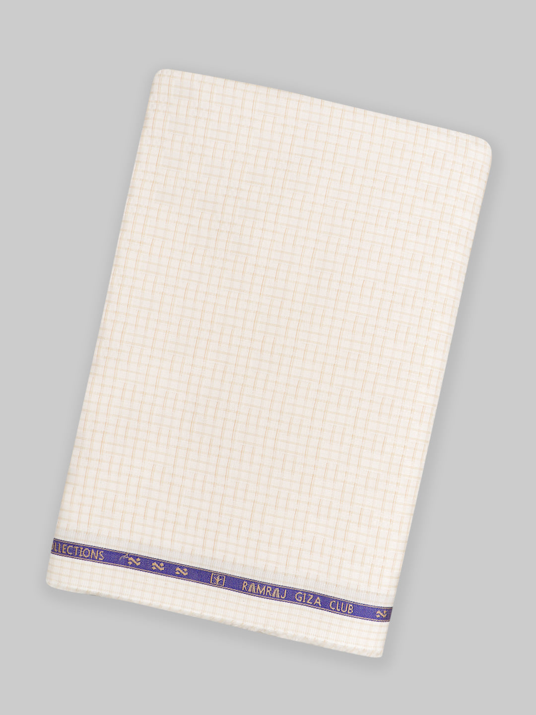 Men 100% Giza Cotton Checked White with Brown Shirt Fabric Jackpot