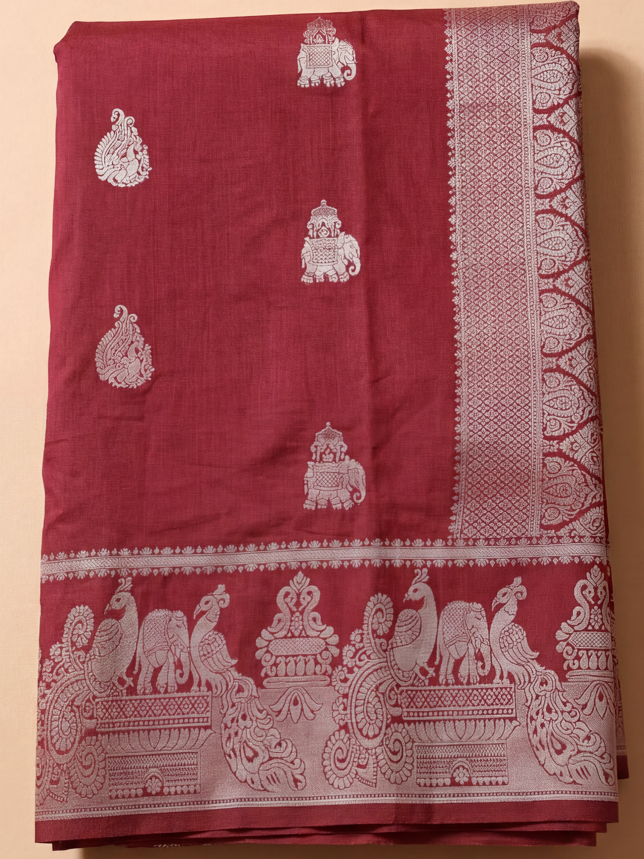 Women Semi Raw Silk Dark Pink Saree SRS117