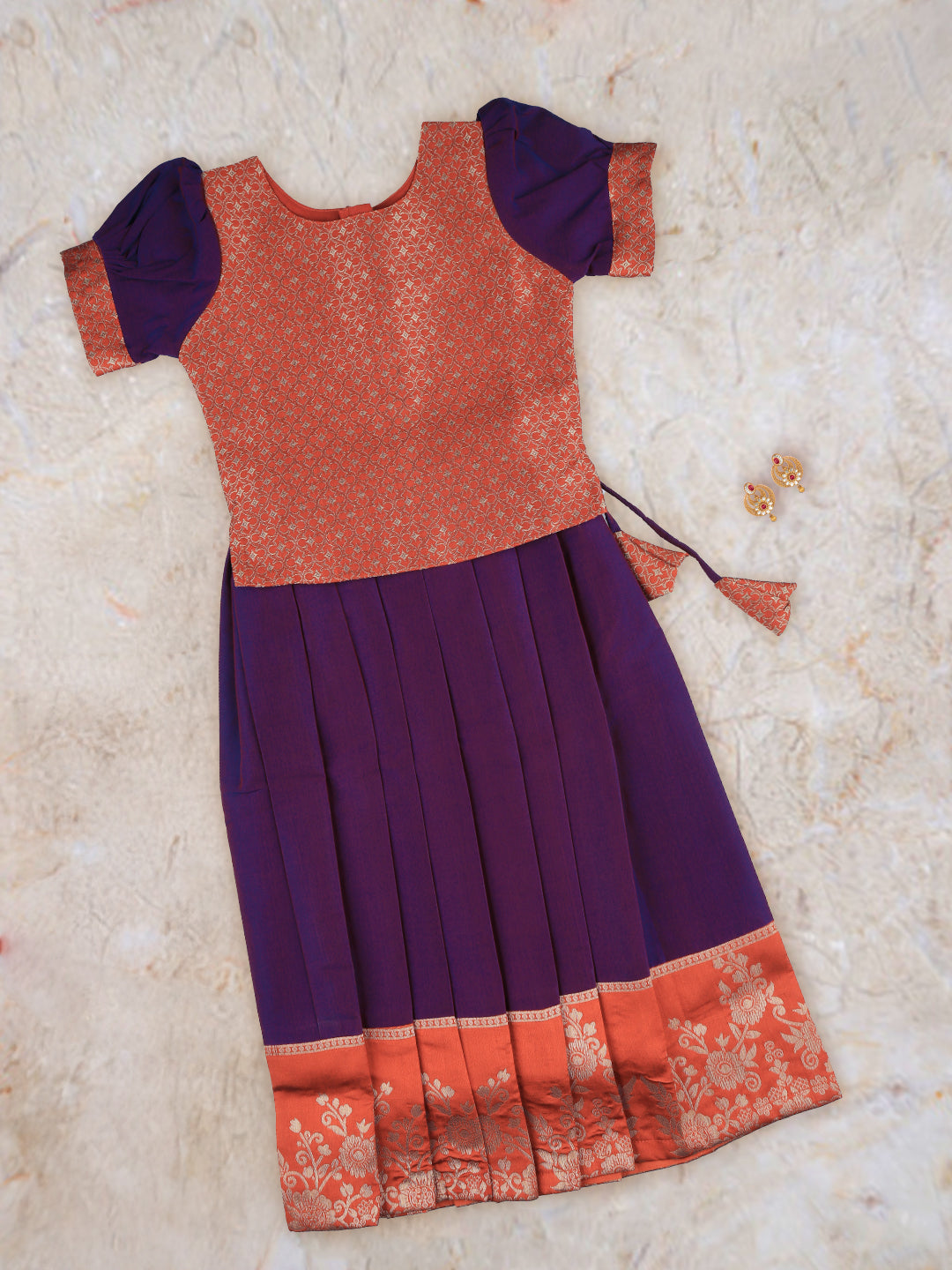 Girls Skirt Set Orange with Purple GPS13