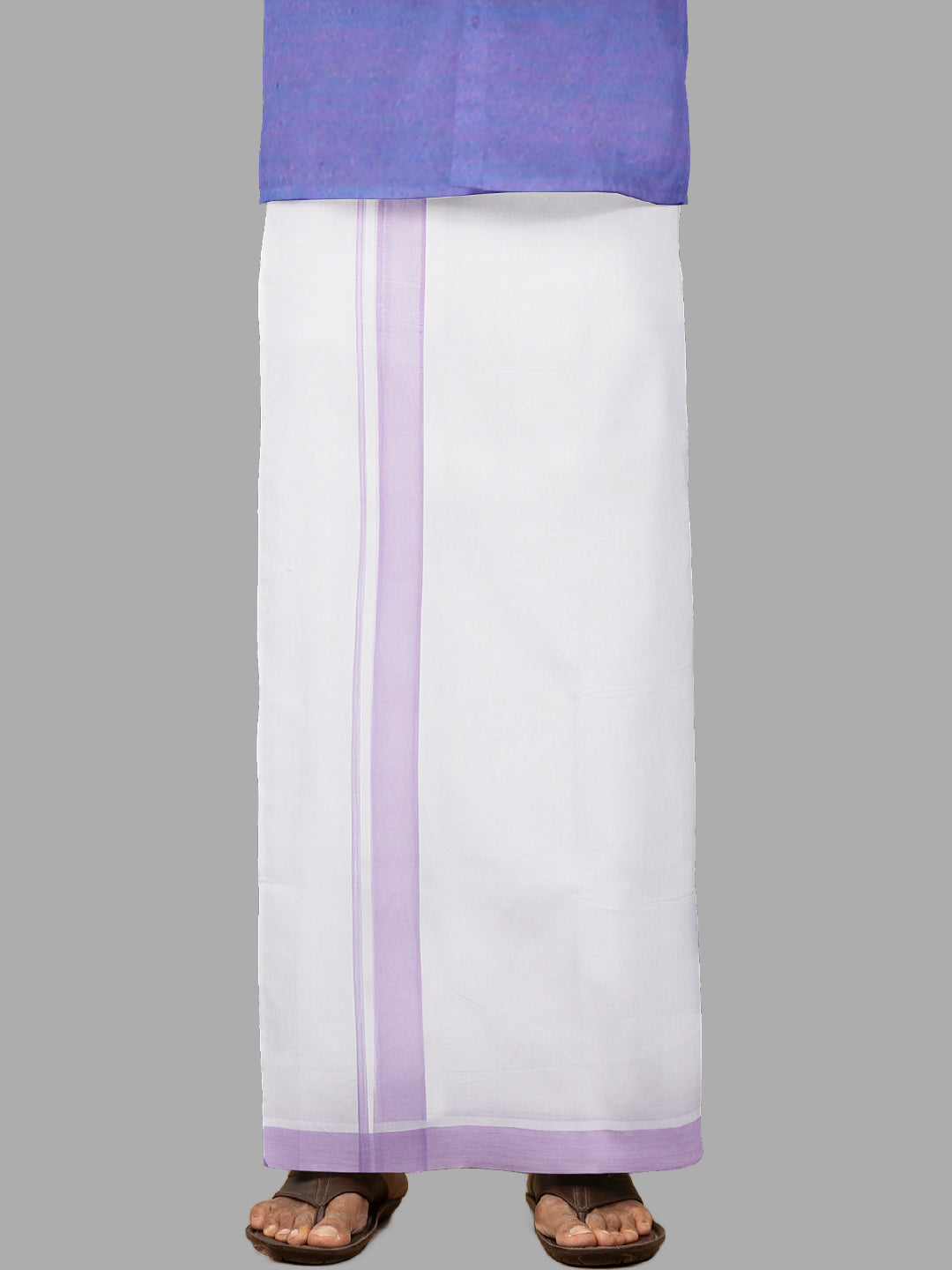 Mens Lavender Fancy Border Double Dhoti Mountain Plain MP02