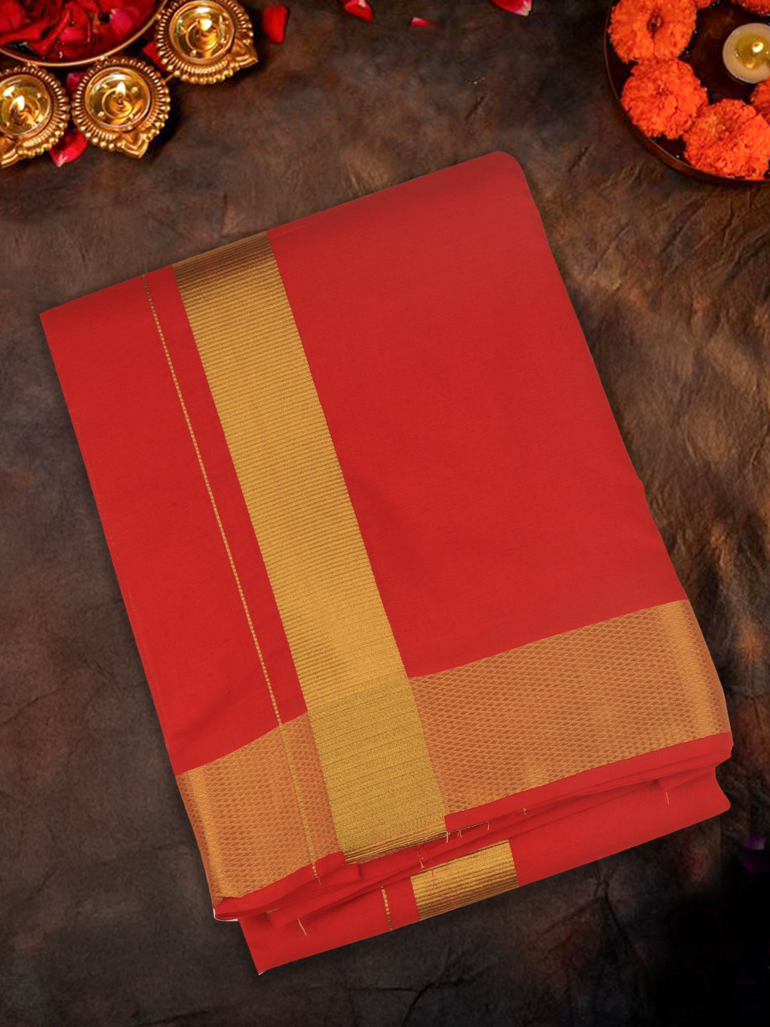 Men Panchakacham with Angavasthram Dheeksha Red (9+5)