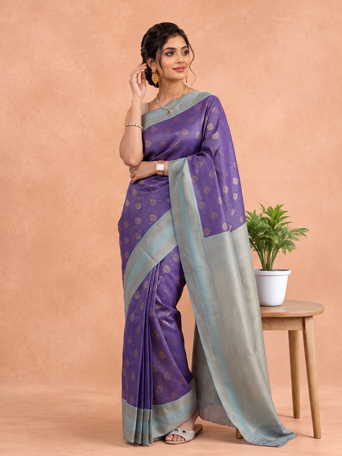 Women Art Silk Dark Blue with Sky Blue Saree ASS157