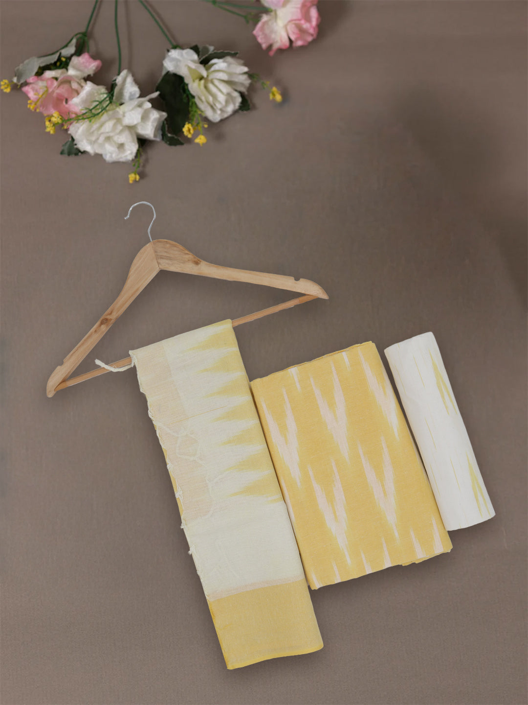 Women Pure Cotton Dress Material Yellow DM327