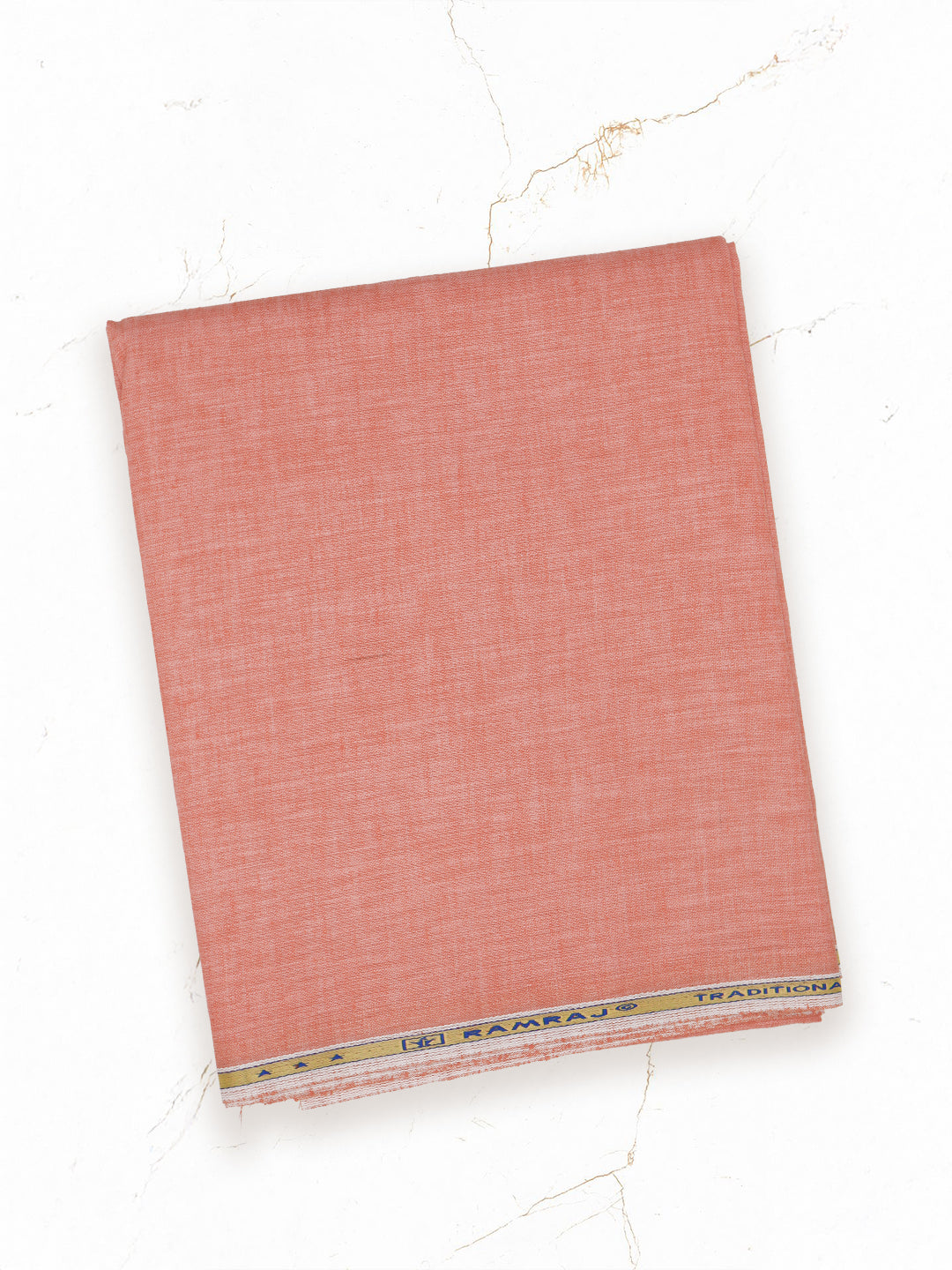 Cotton Blend Orange Kurtha Self Design Fabric Lampus