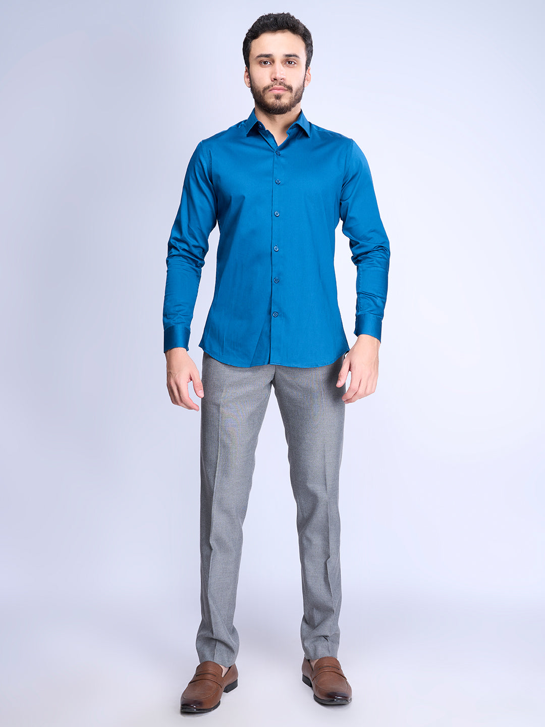 Men Stretch Cotton Shirt Blue FS14