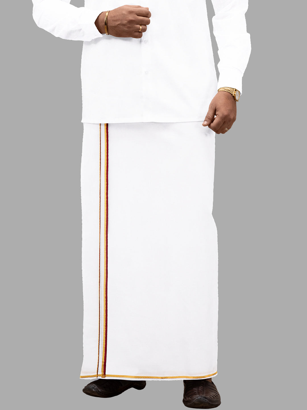 Men Fancy Jari Border Double Dhoti Vetha Fancy