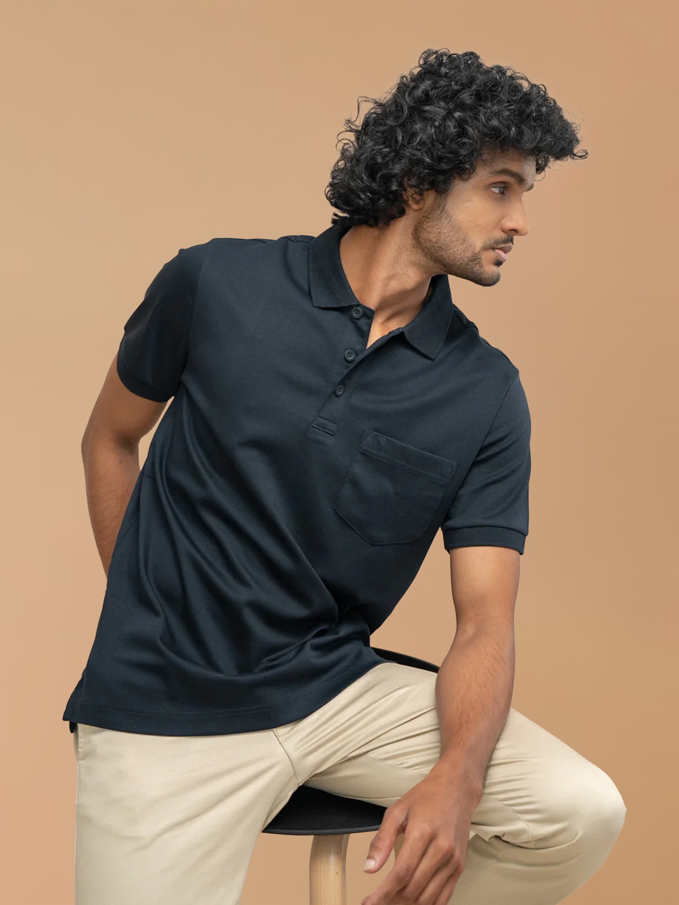 Extra Long Staple Cotton Polo Navy