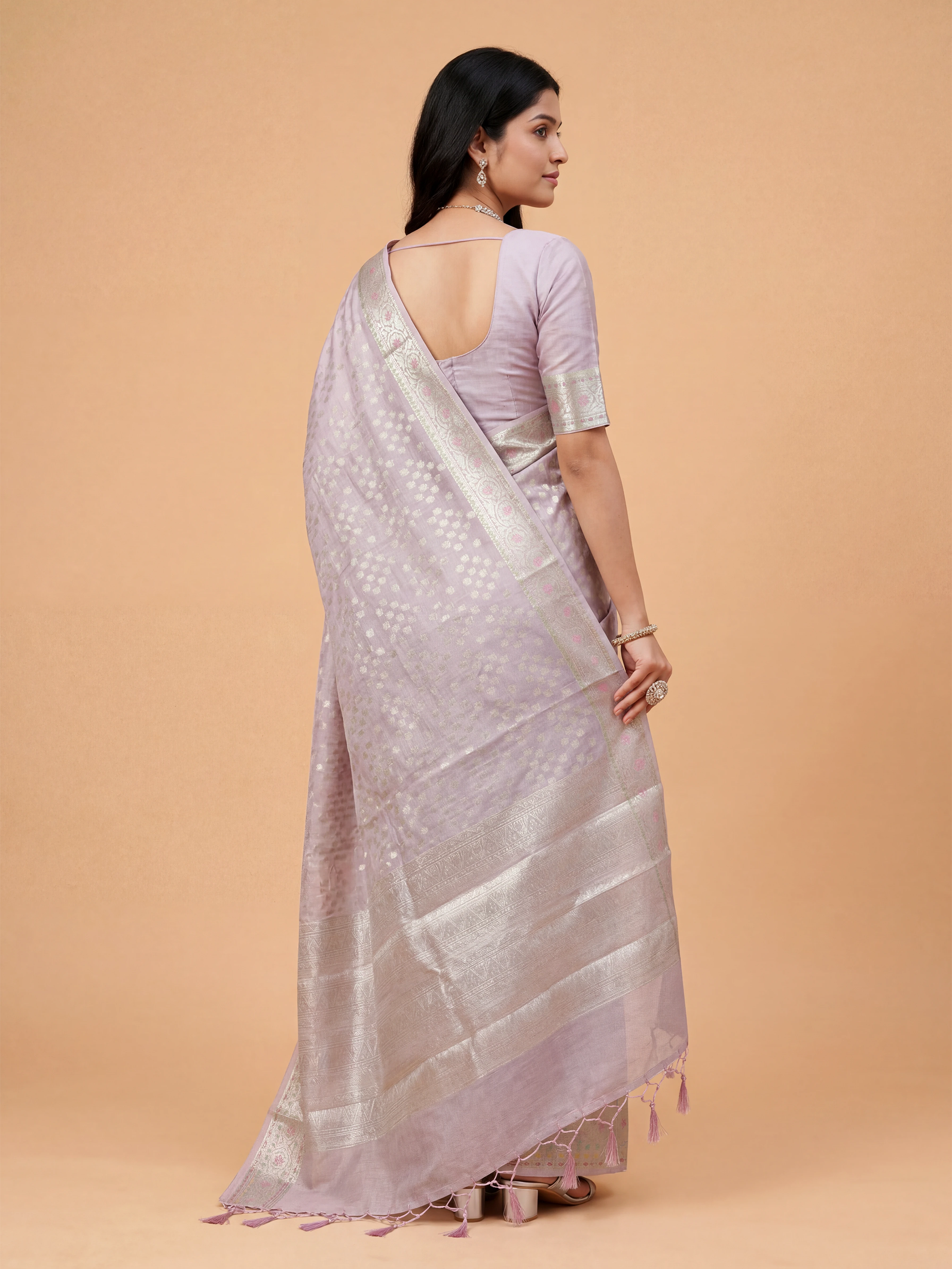 Women Tissue Lavender Saree TS67