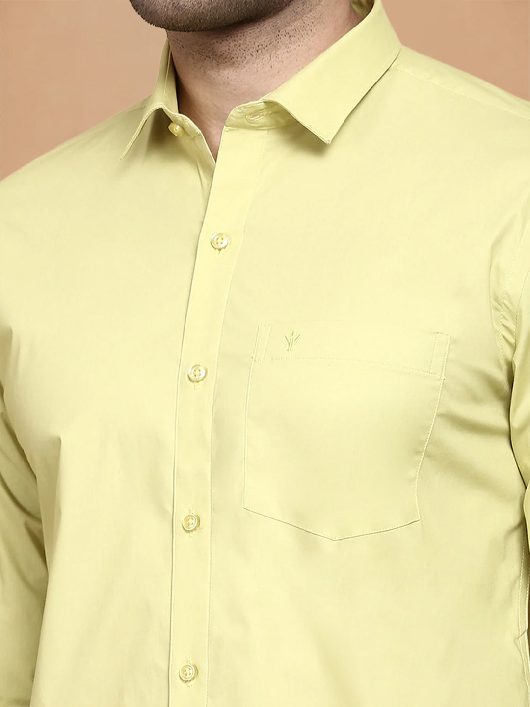 Cotton Spandex Yellow 2 Way Stretch Smart Fit Shirt LY3