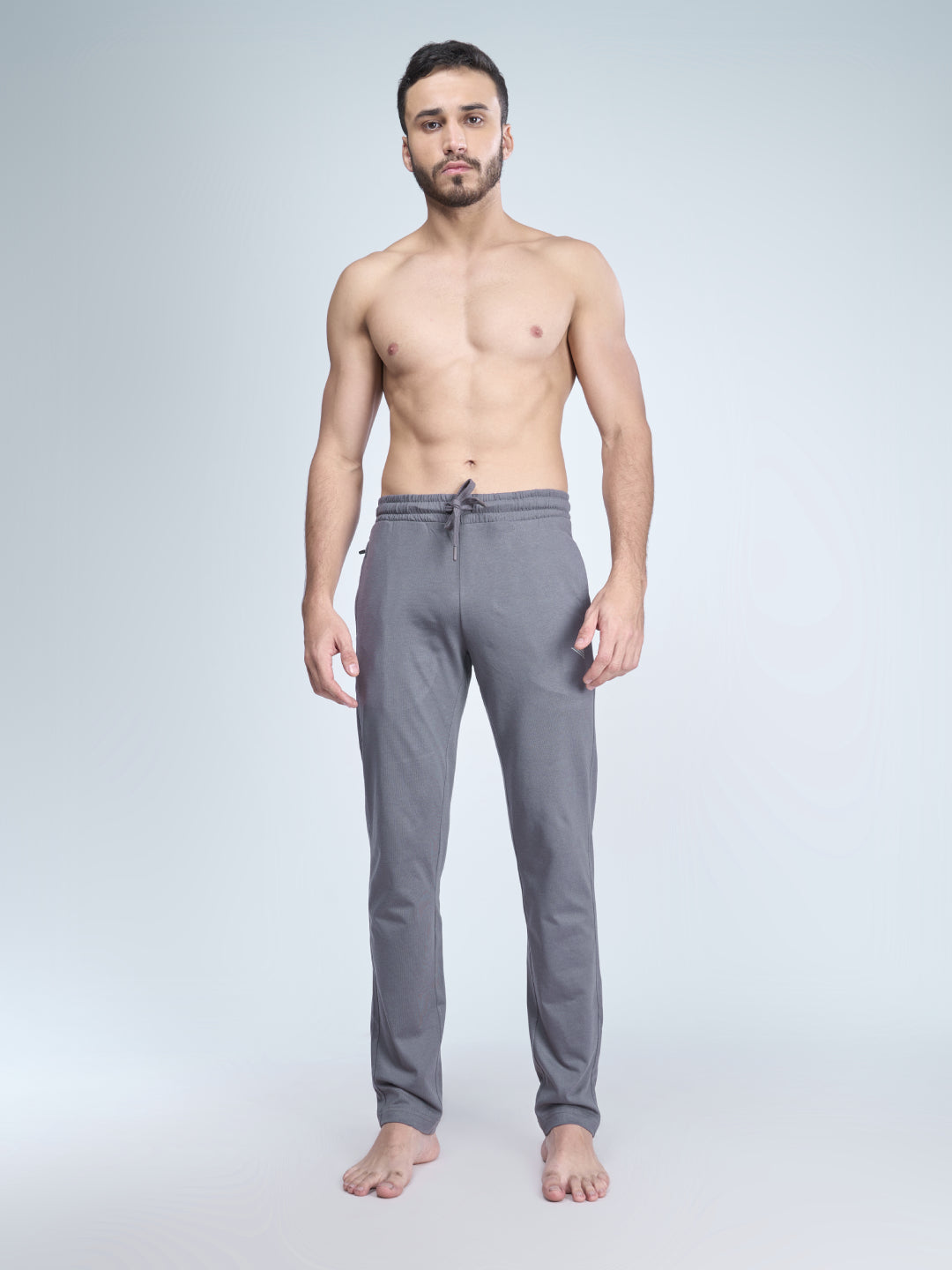Men Combed Cotton Rich Track Pant with Side Pockets Dark Grey ETK5