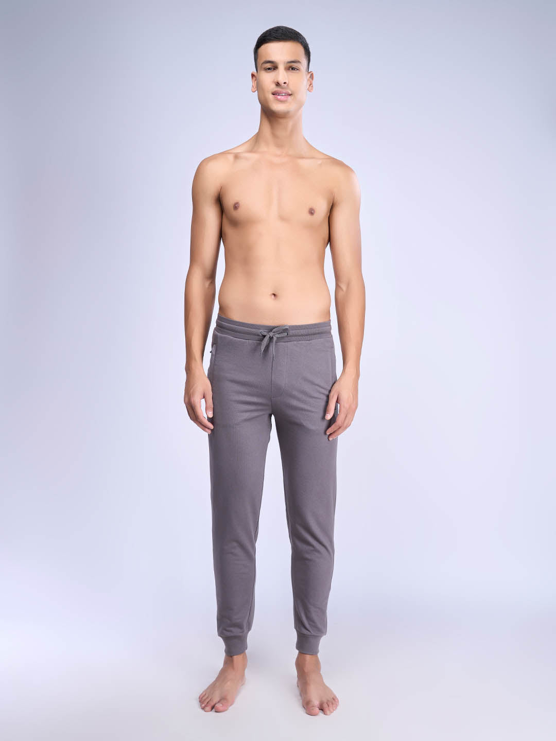 Men Combed Cotton Rich Jogger with Side Pockets Dark Grey EJ2