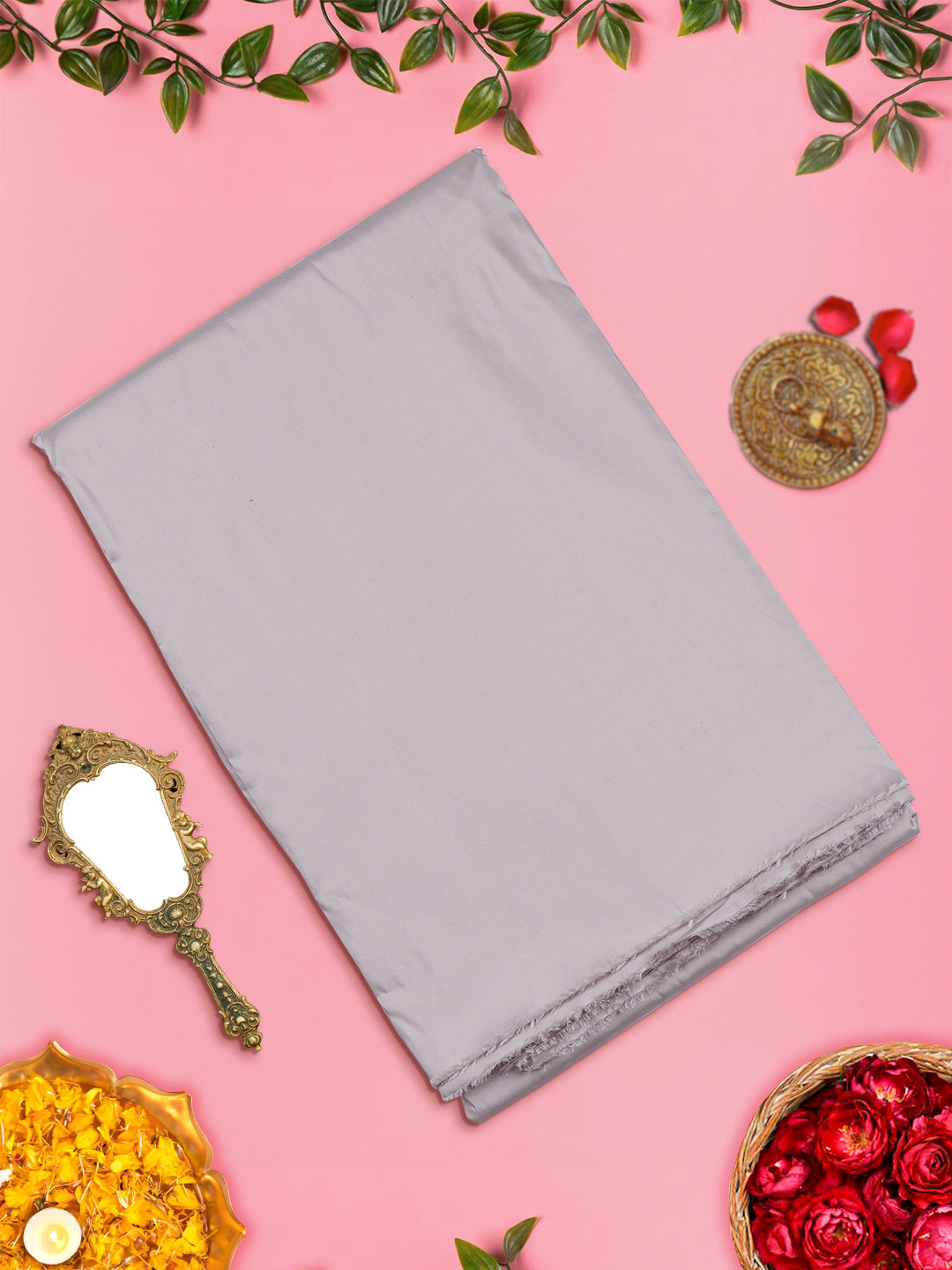 Mens Plain Grey Pure Silk 10 Meter Shirt Fabric-View one
