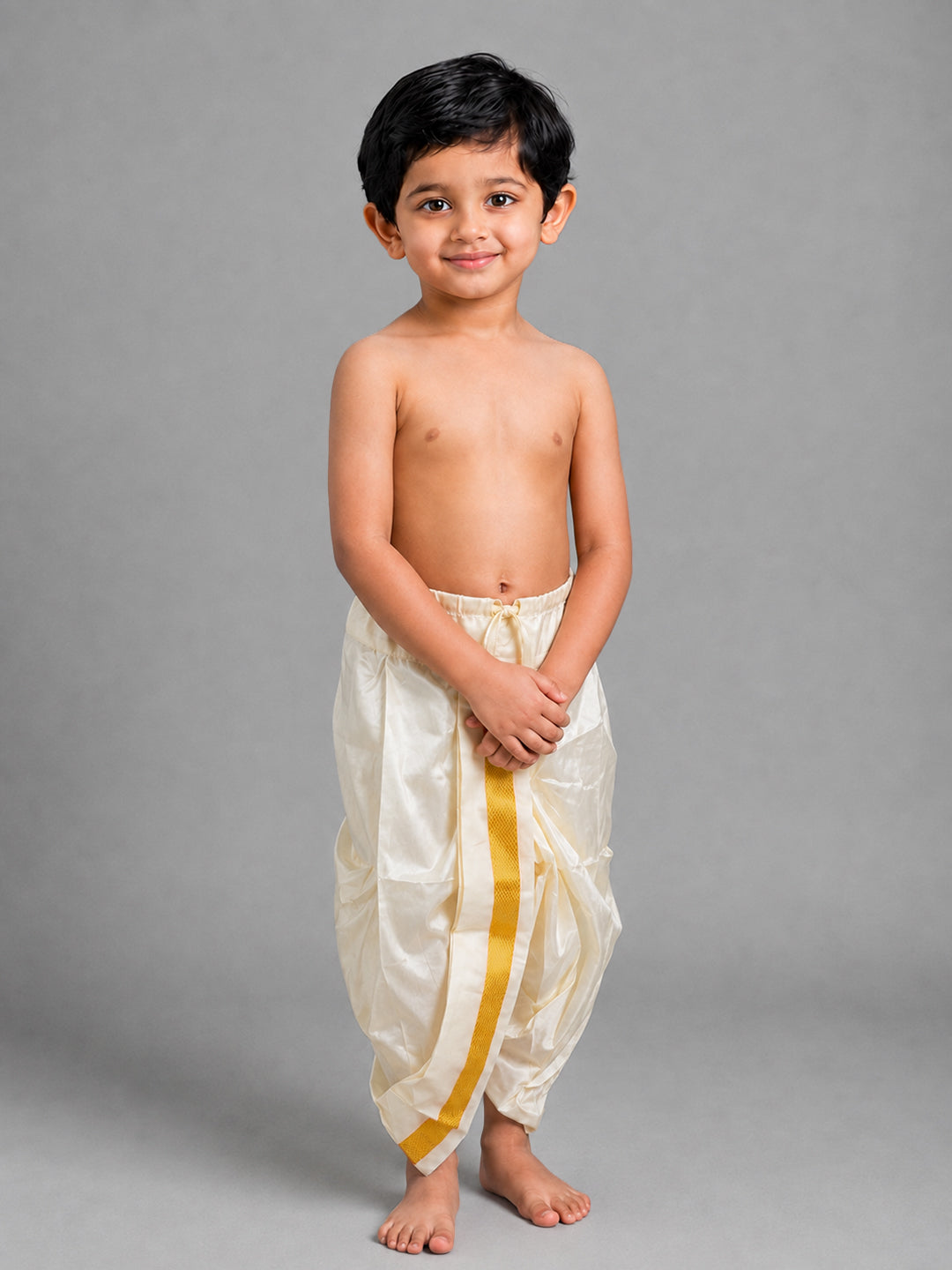 Boys Art Silk Cream Panchakacham