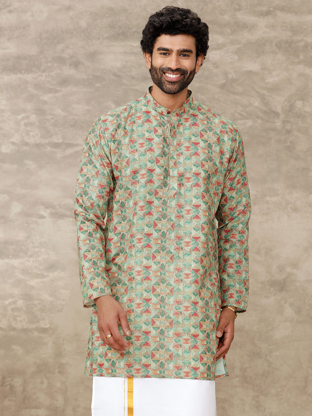 Mens Medium Length Pocket Kurta Multicolour RE11