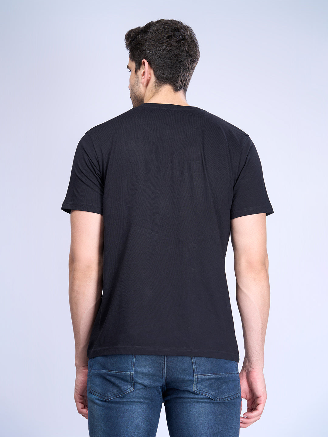 Men Cotton Black Half Sleeves Expert Tee - ET14