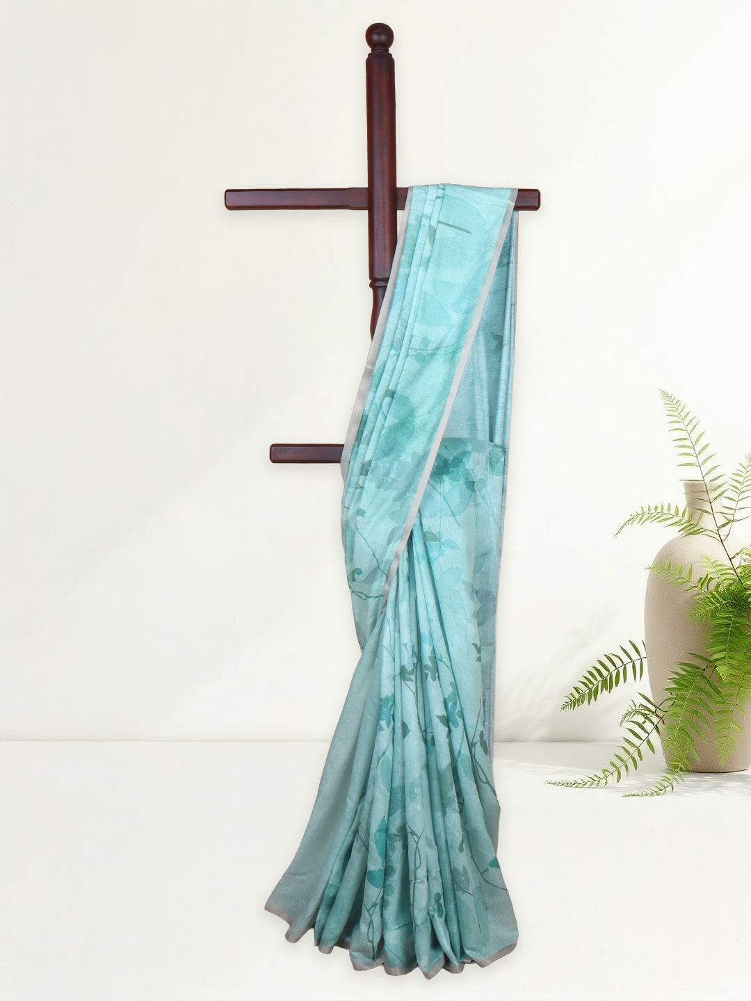 Women Mint Green Semi Tussar Saree ST276