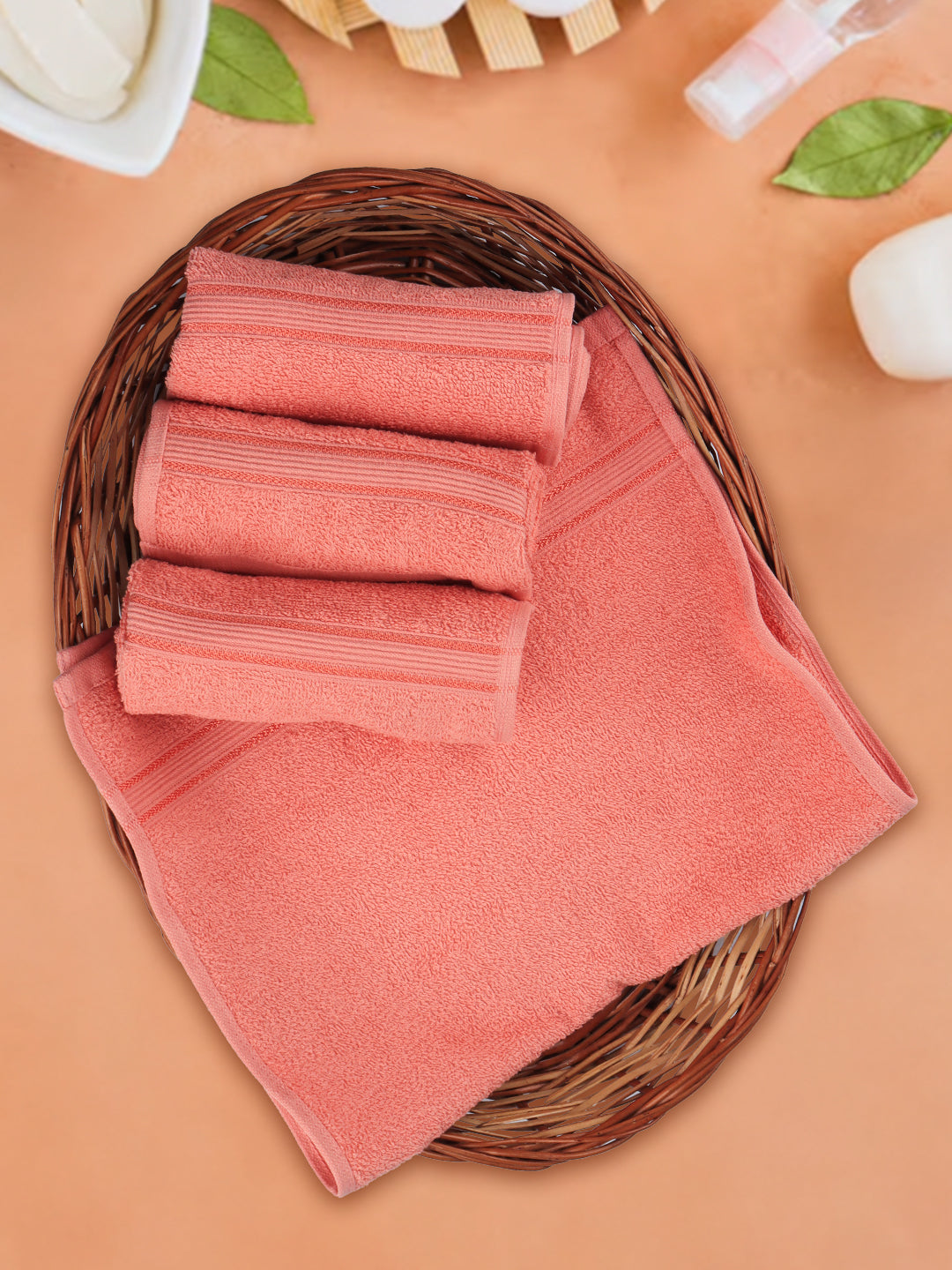 Soft Cotton Deluxe Hand Terry Towel Pink HC1 (Pack of 4)