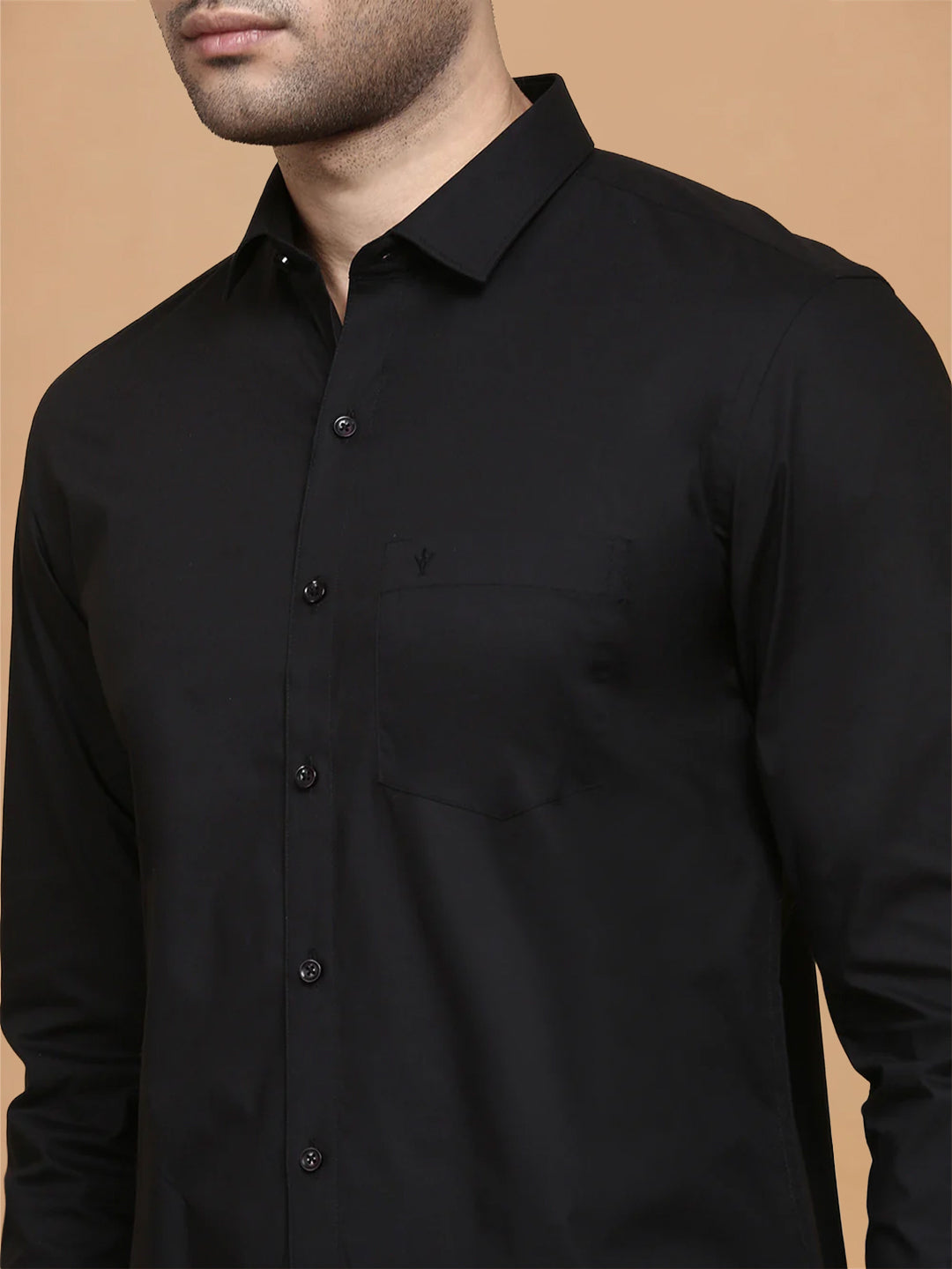 Cotton Spandex Black 2 Way Stretch Smart Fit Shirt LY10