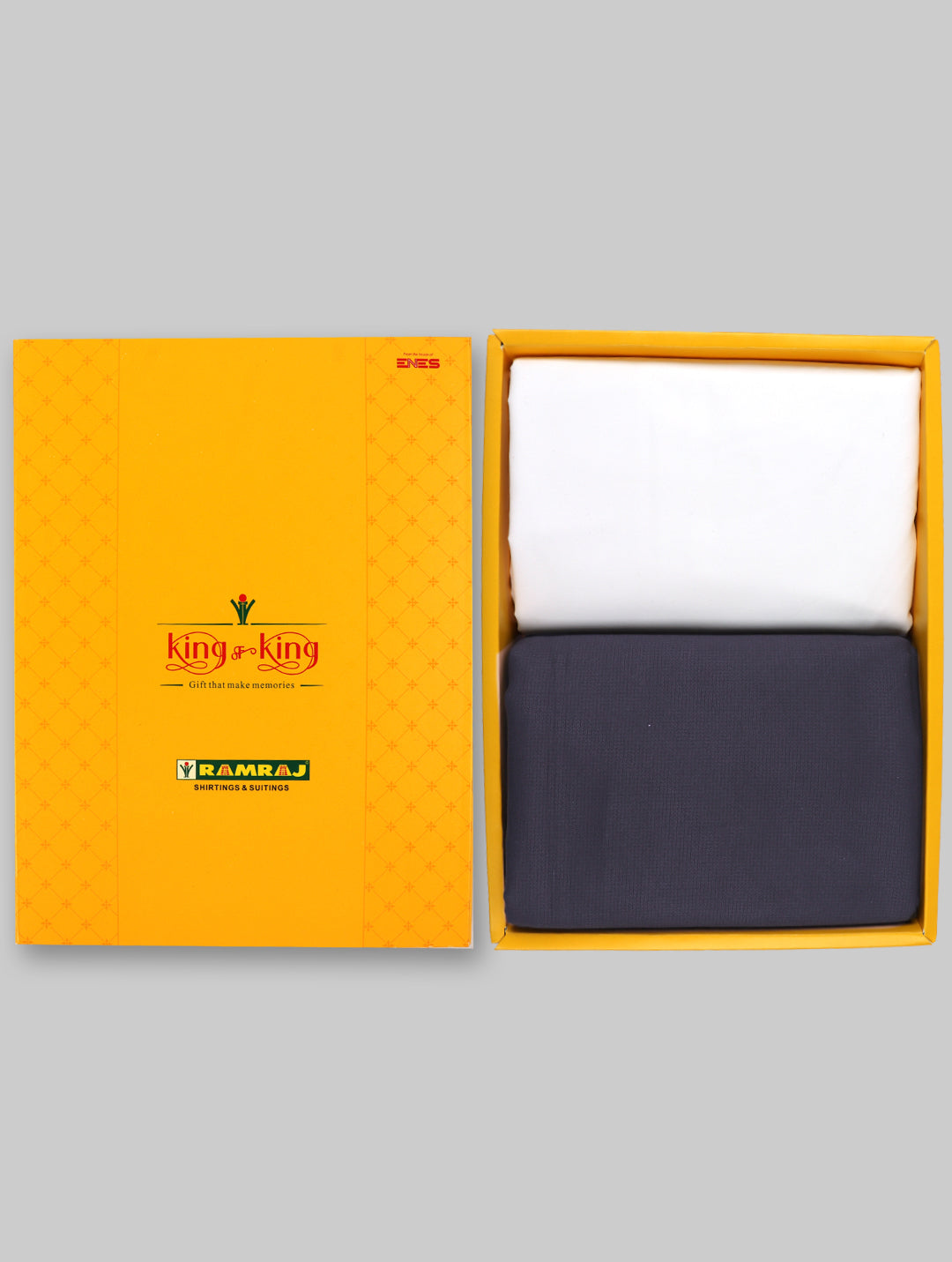 Men Cotton White Shirting & Purple Suiting Fabric Gift Box KK144