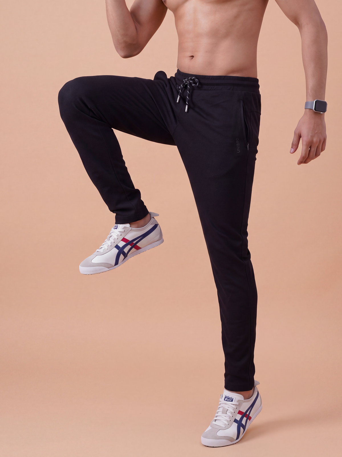 Cotton Rich Aeroflex Structured Black Track Pants AFT1
