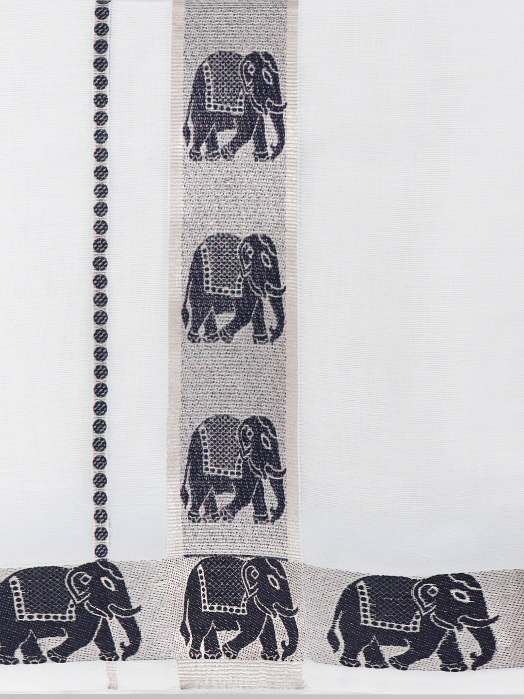 Double Layer 100% Cotton White Dhoti with Colour Jari Border - LC46
