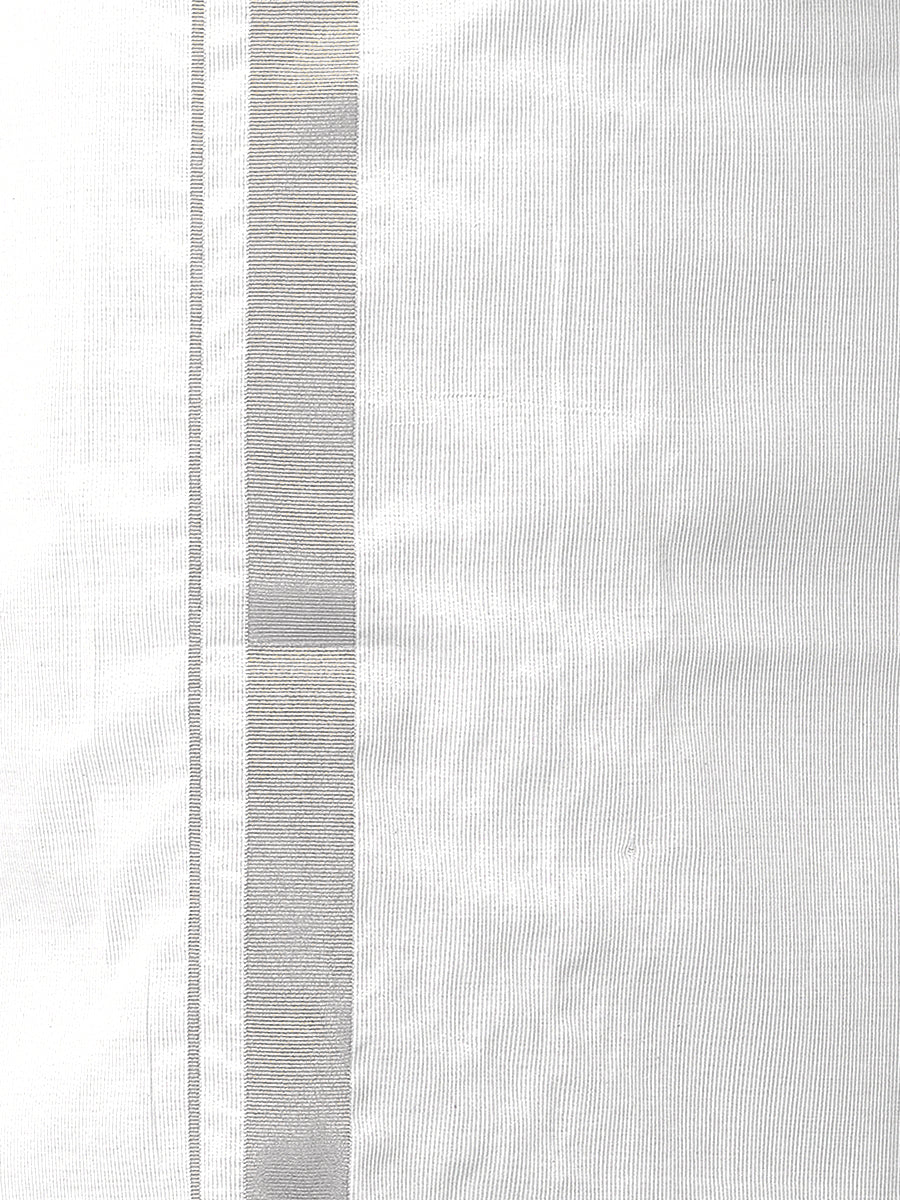 Mens Cotton Single Silver Colour with Jari Border Dhoti Primacy Silver