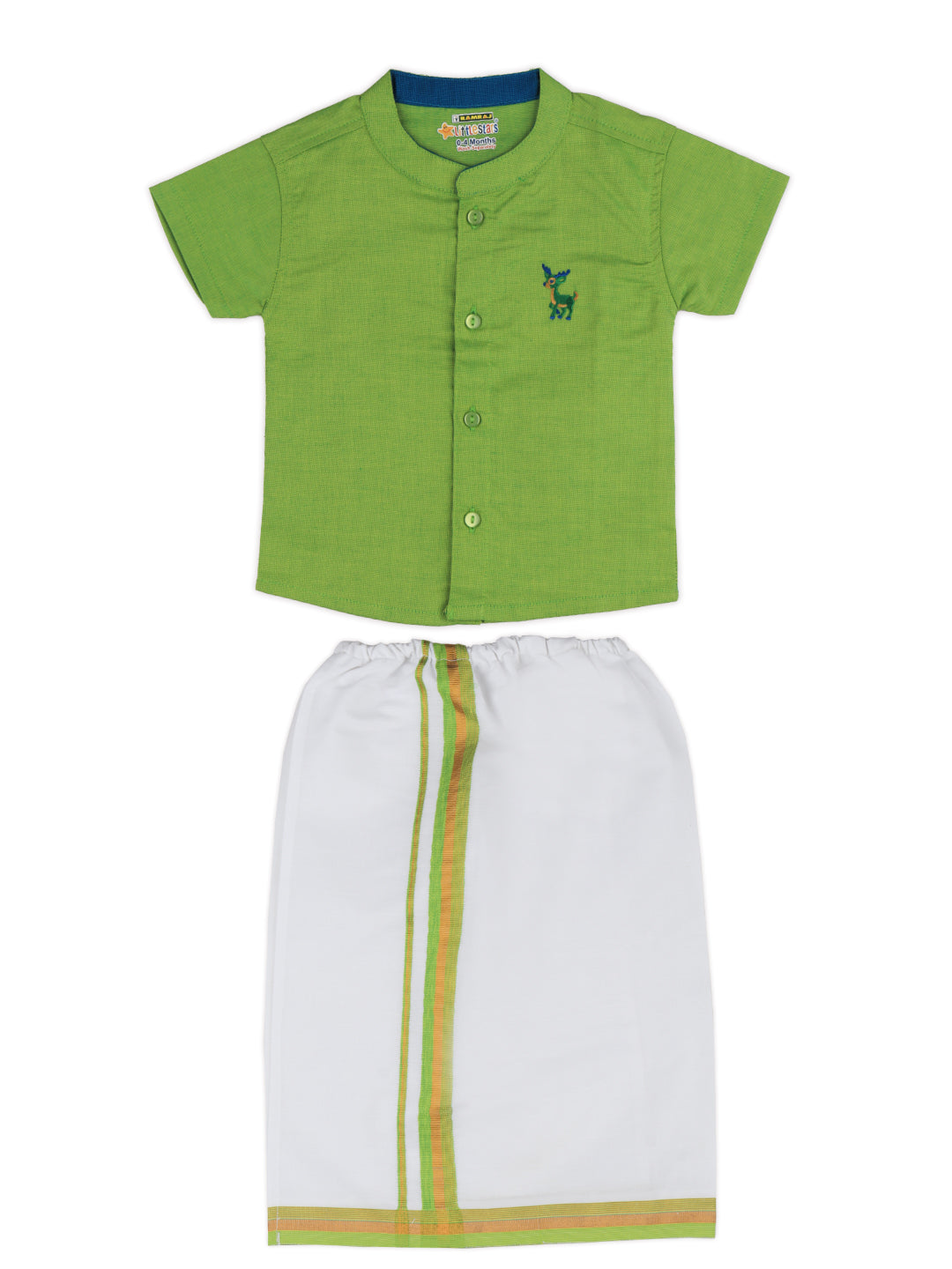 Born Baby Shirt & Dhoti Set Green GL2