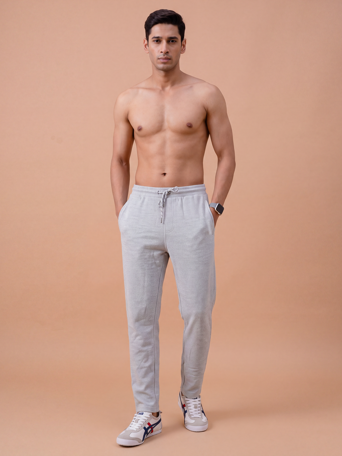 Cotton Rich Aeroflex Structured Grey Melange Track Pants AFT4
