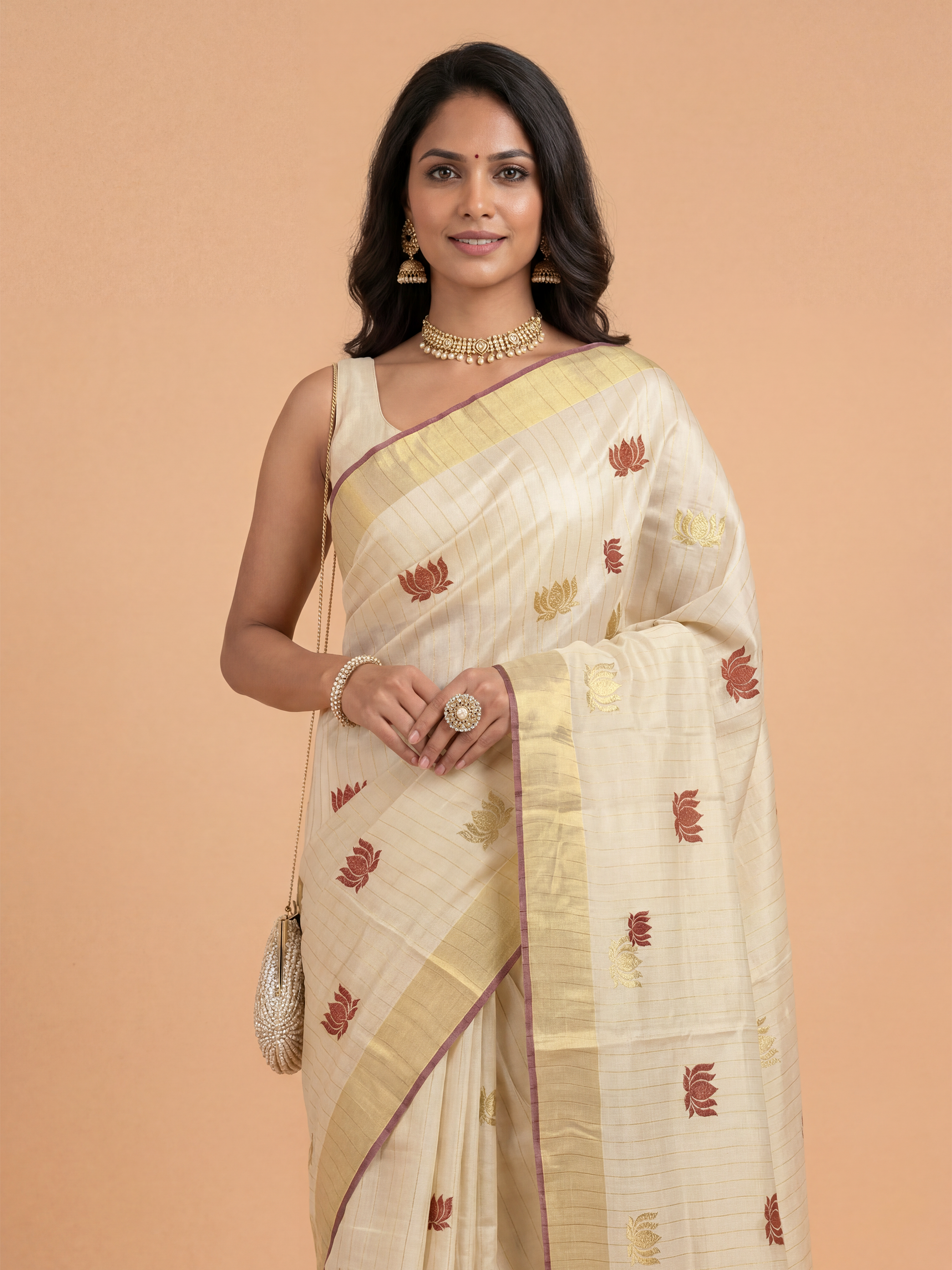 Couple Combo Antique Gold Shirt & Dhoti Set with Saree KLS19