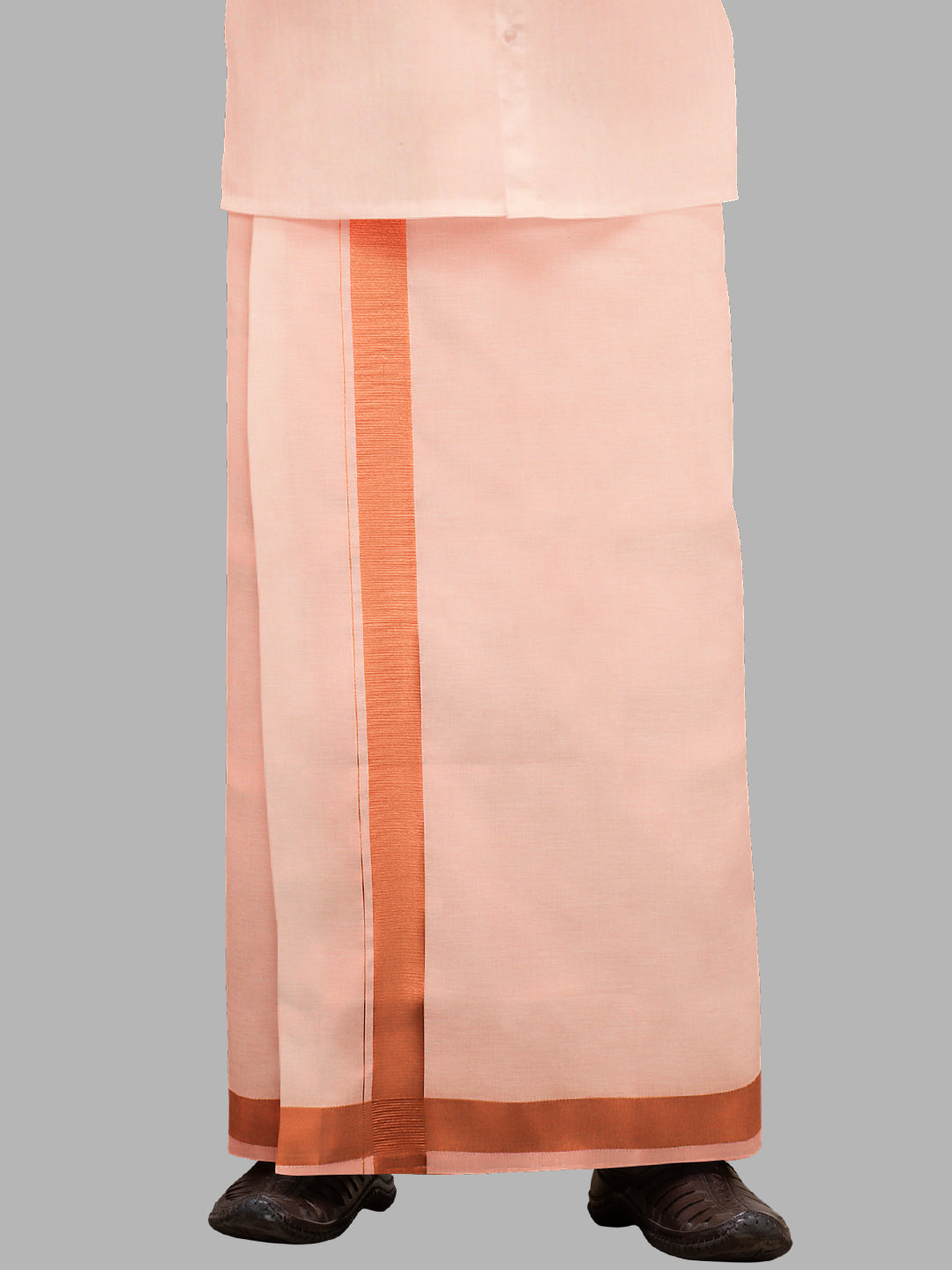 Men Tissue with Copper Jari Border Single Layer Dhoti Extreme