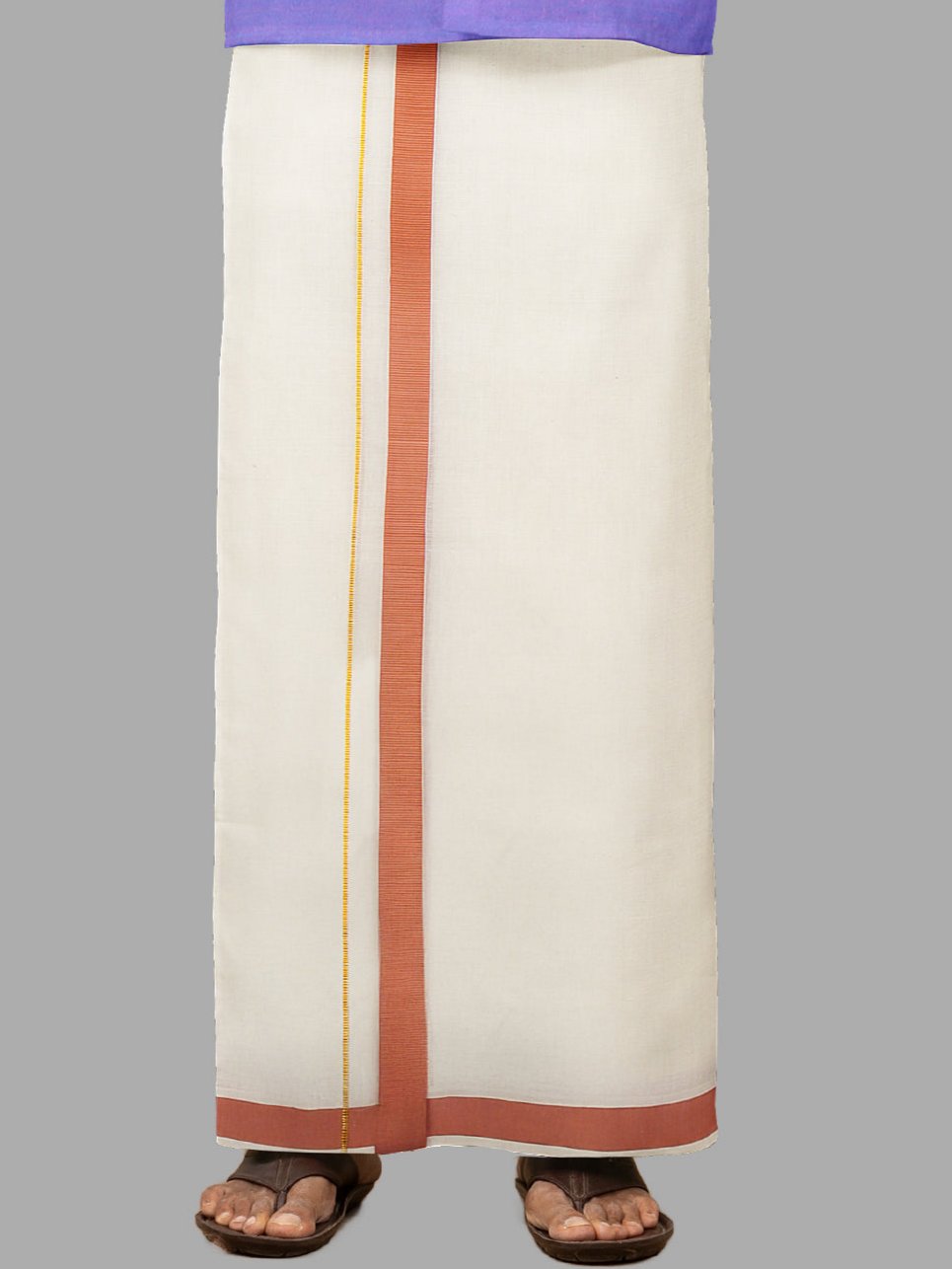 Men Brown Fancy Border Kora Dhoti Lark SPL LS05