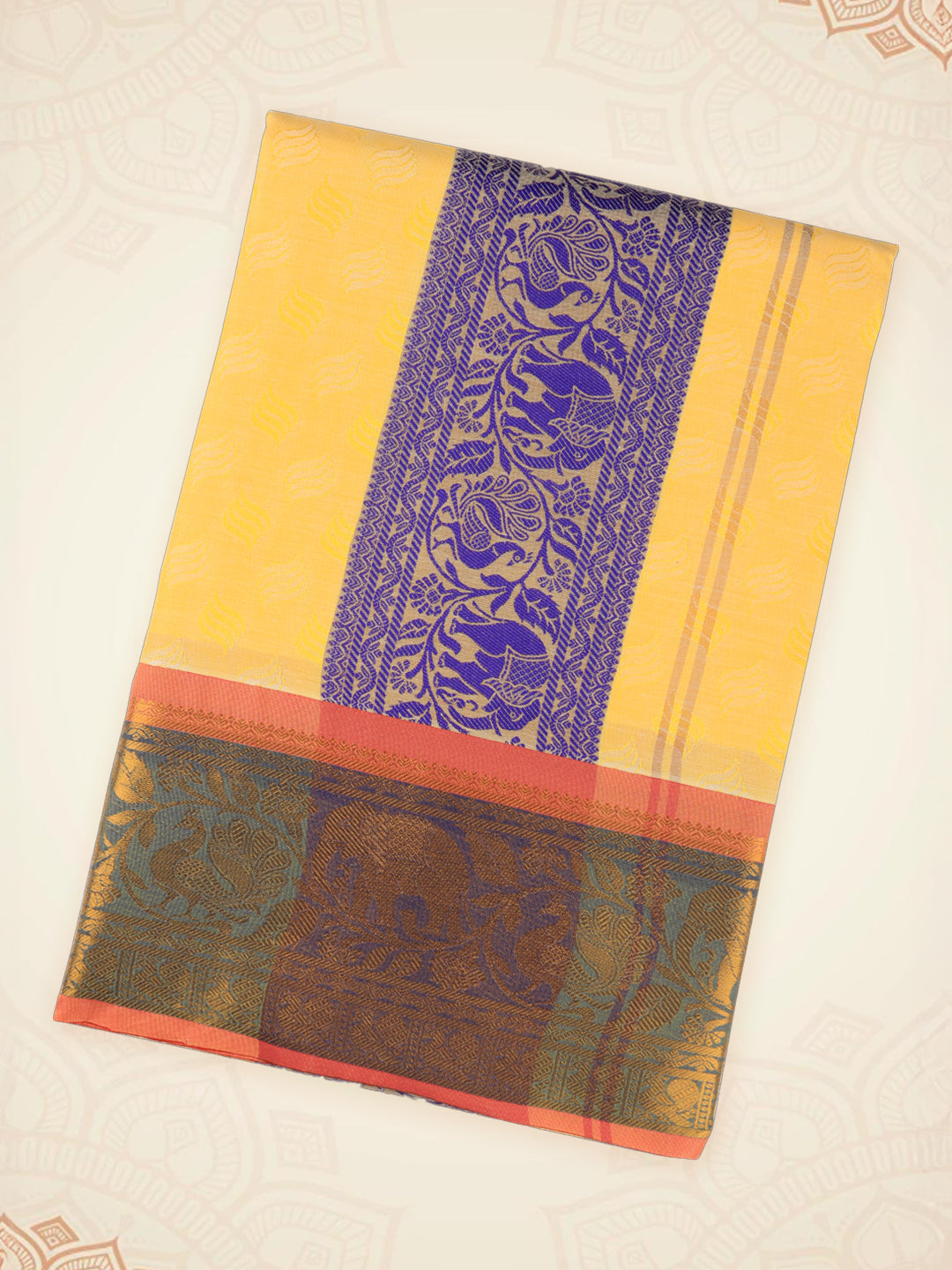 Men Art Silk Panchakacham Yellow Bheeshmar(9+5) BM03