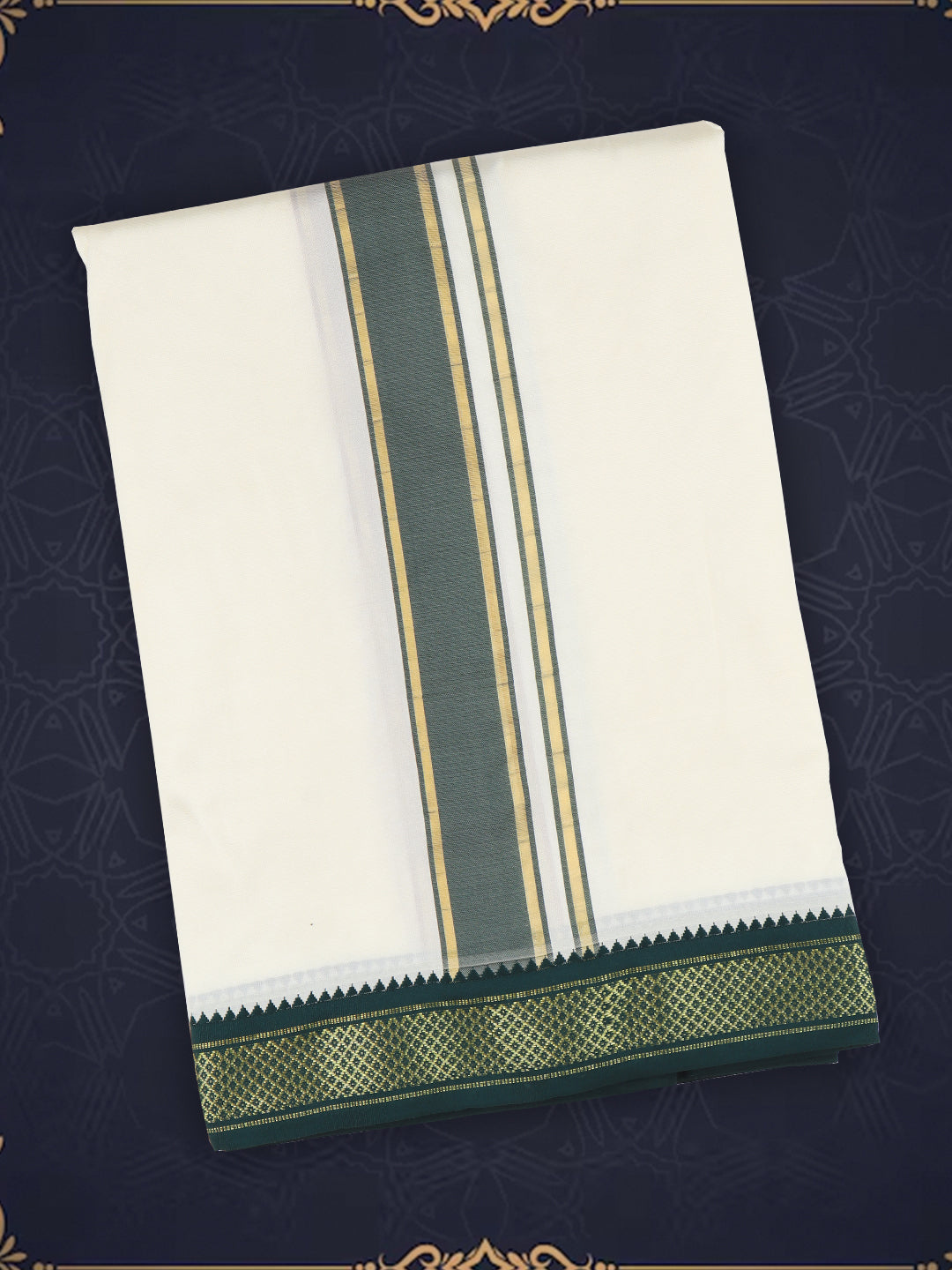Men Art Silk Cream Panchakacham with 5 Khan Jari Pet (8*4)