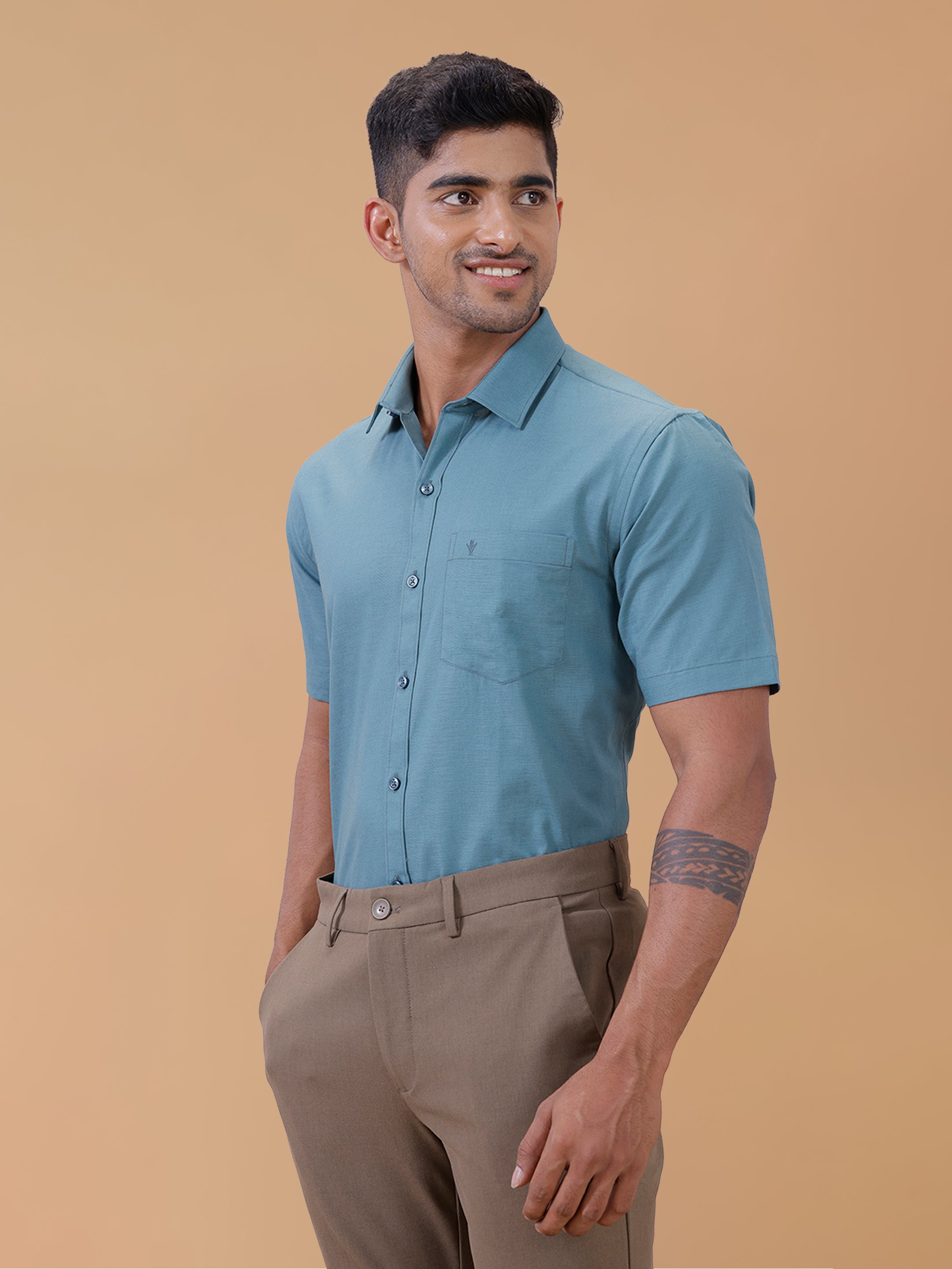 Cotton Rich Dark Teal Green Regular Fit T64 ANT7