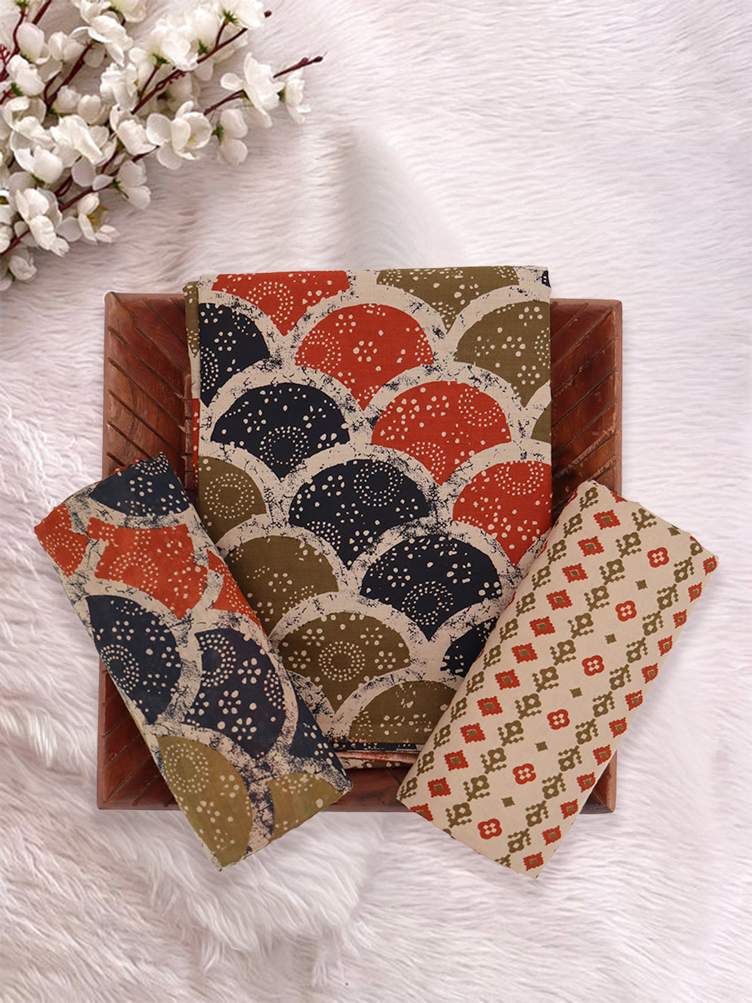 Women Pure Cotton Printed Dress Material Multi Colour DM343