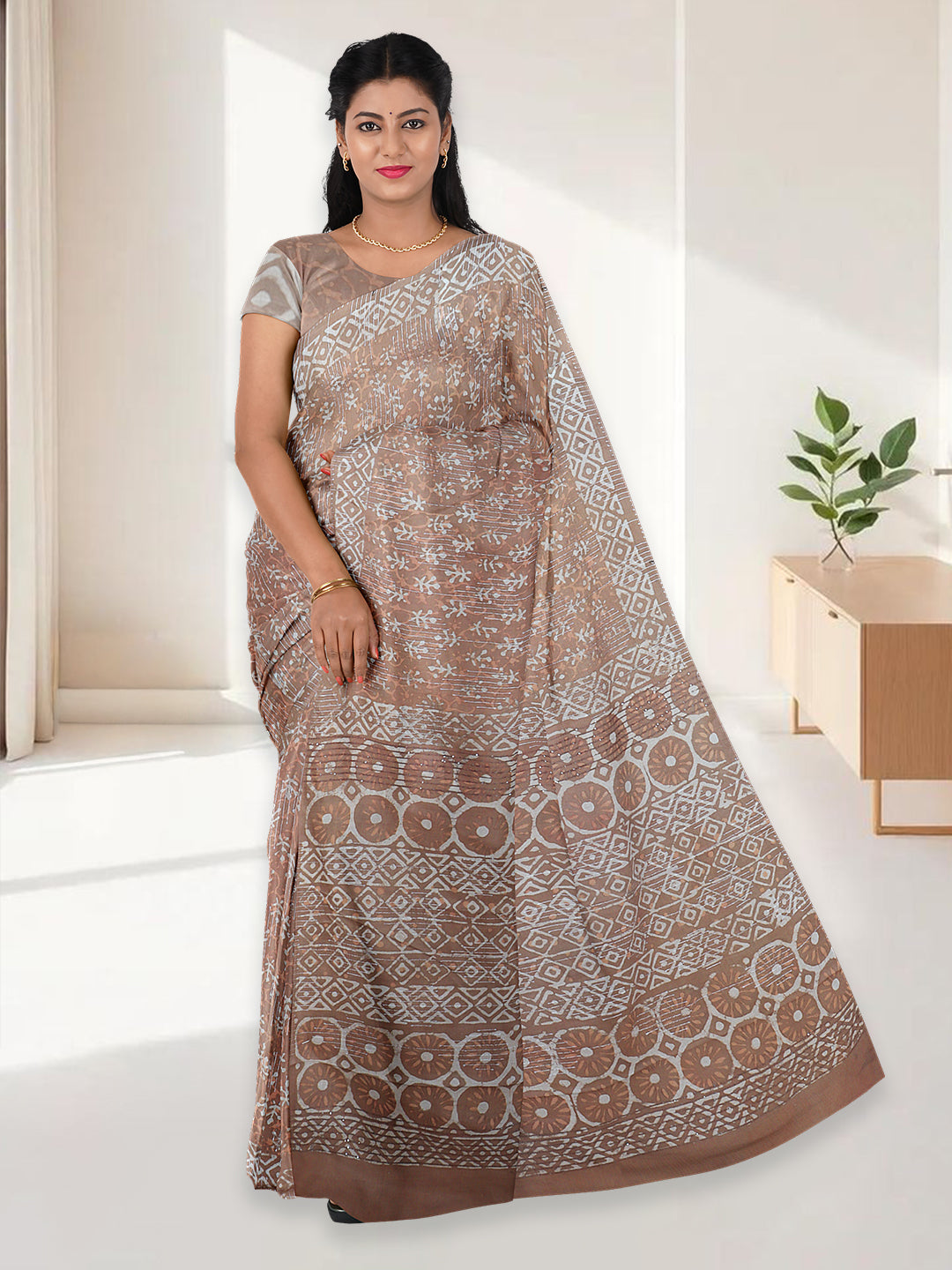 Women Mustard Pure Cotton Saree PCS192
