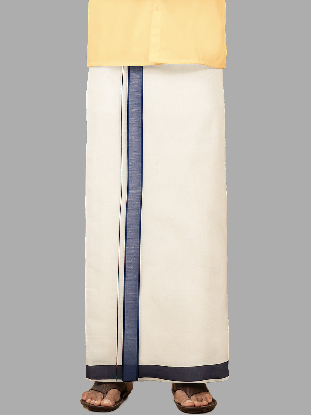 Mens Navy Fancy Border Kora Dhoti Lark Plain LP02