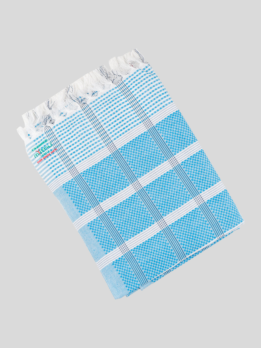 Evergreen Special Checked Bath Towel Colour-Blue with white