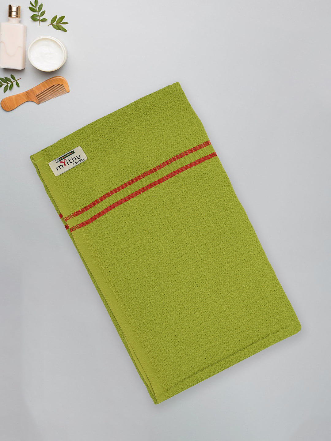 100% Cotton Self Designed Bath Towel Green Magnus MCS01