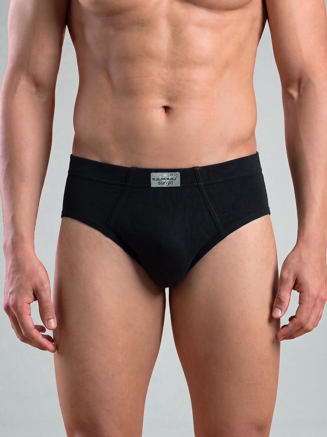100% Combed Cotton Black Inner Elastic Brief Suriya (Pack of 2)