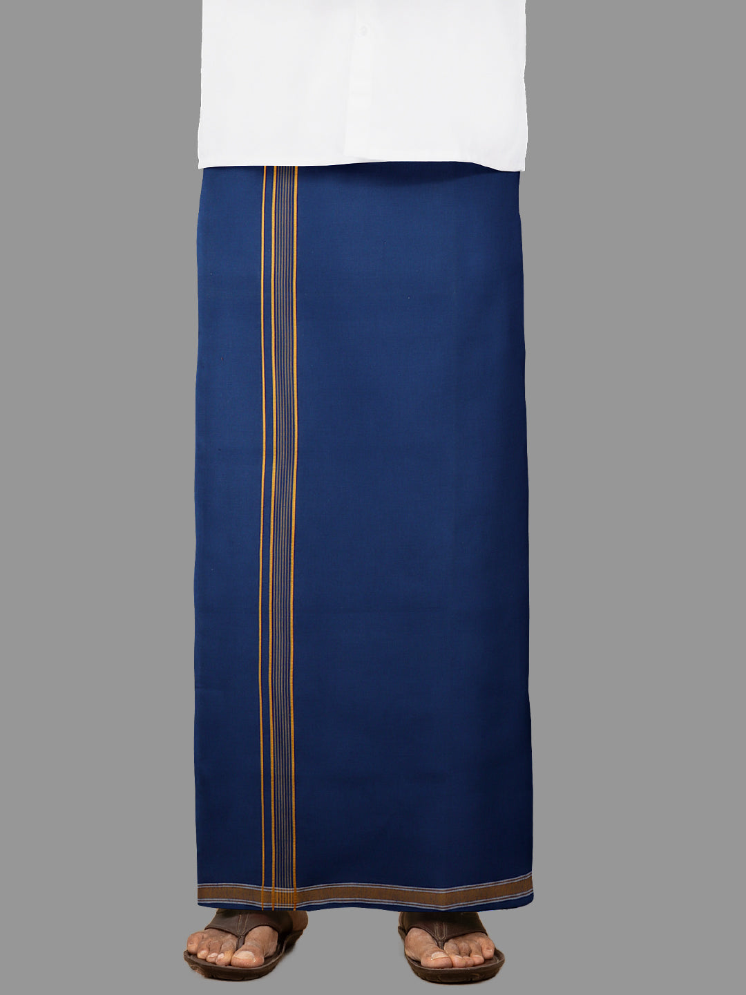 Men Fancy Border Dhoti Blue Charming Line Colour 4